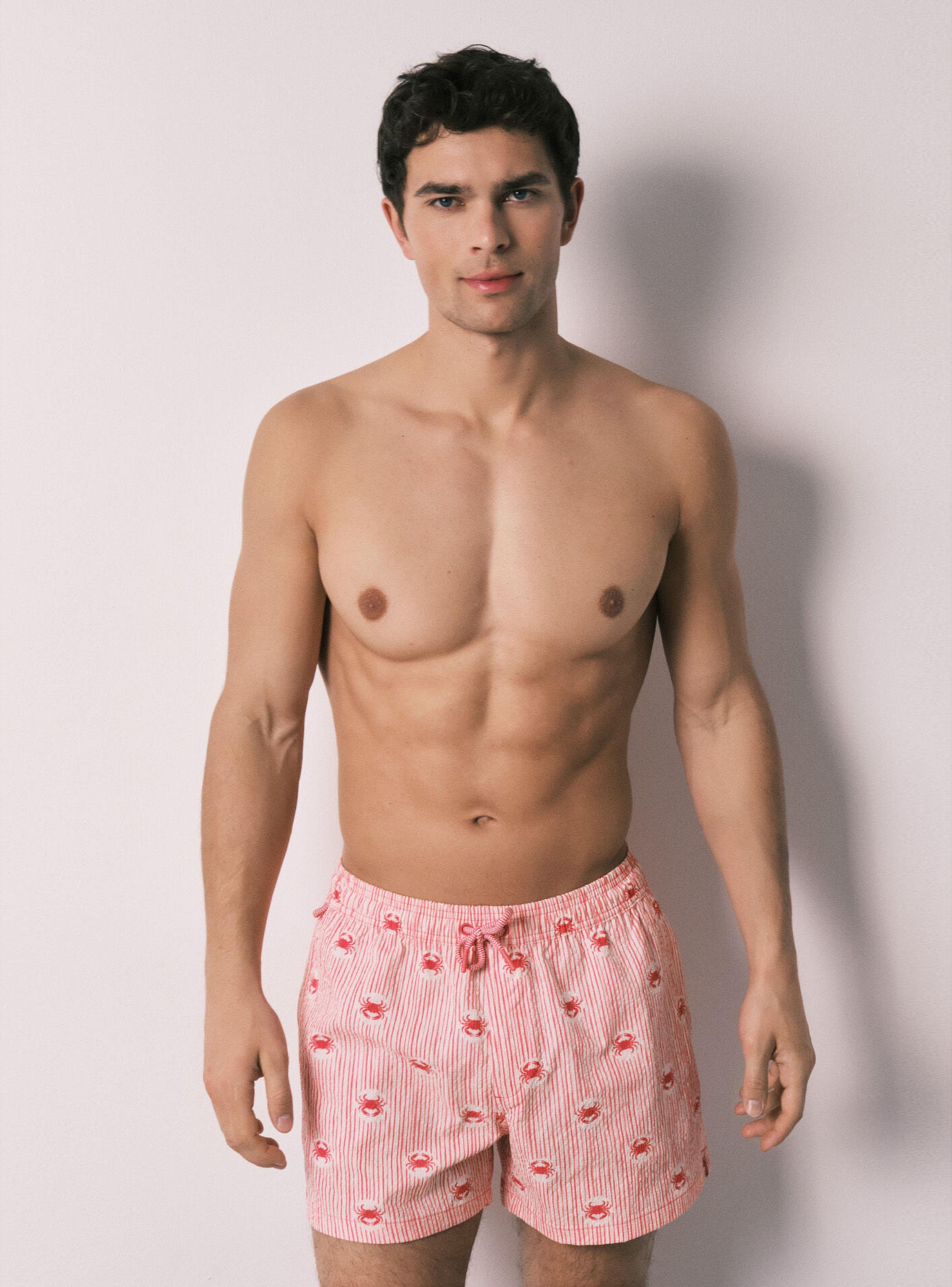 Bañador Hombre Estampado Rayas y Cangrejos-2