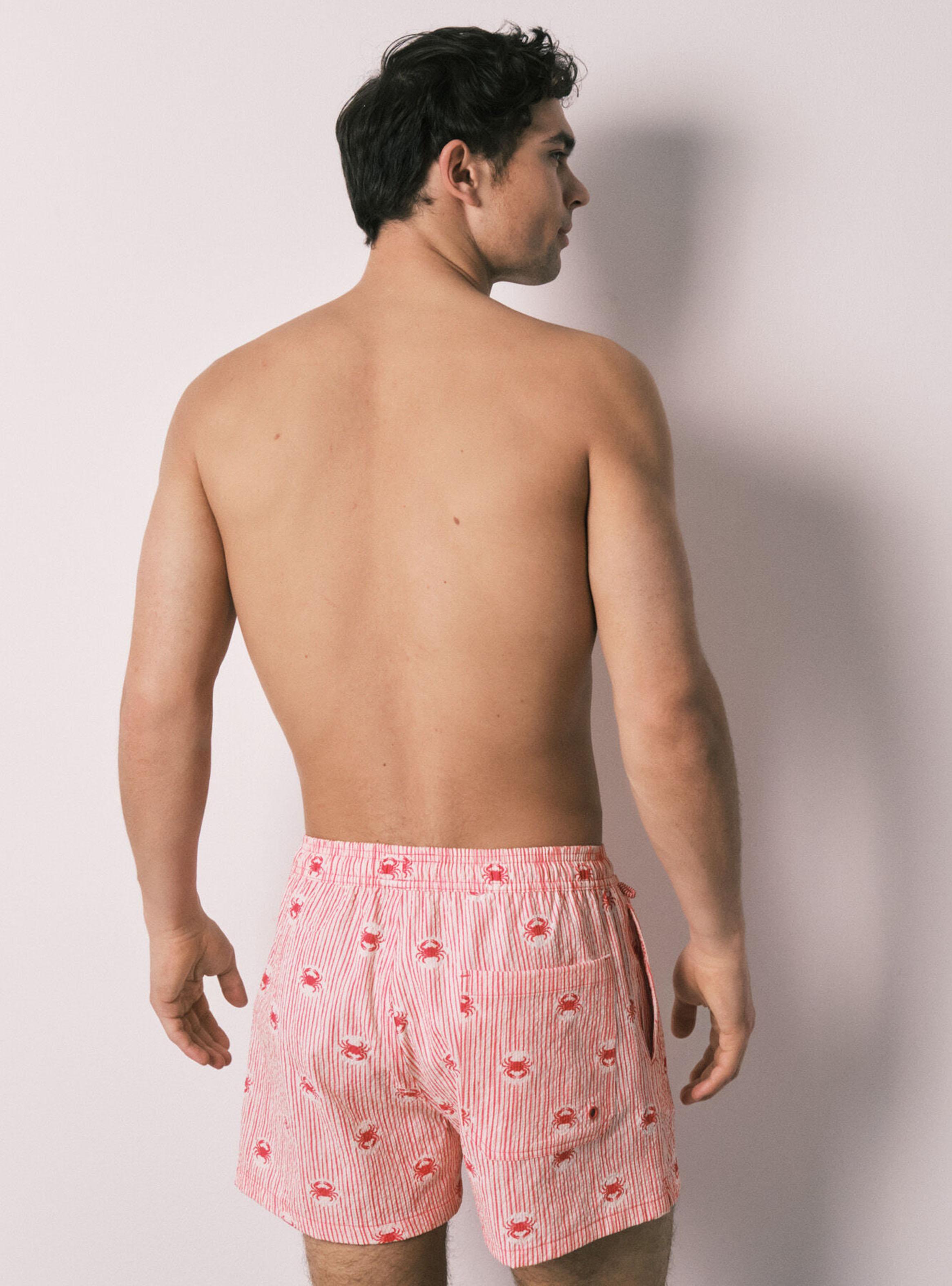 Bañador Hombre Estampado Rayas y Cangrejos-1
