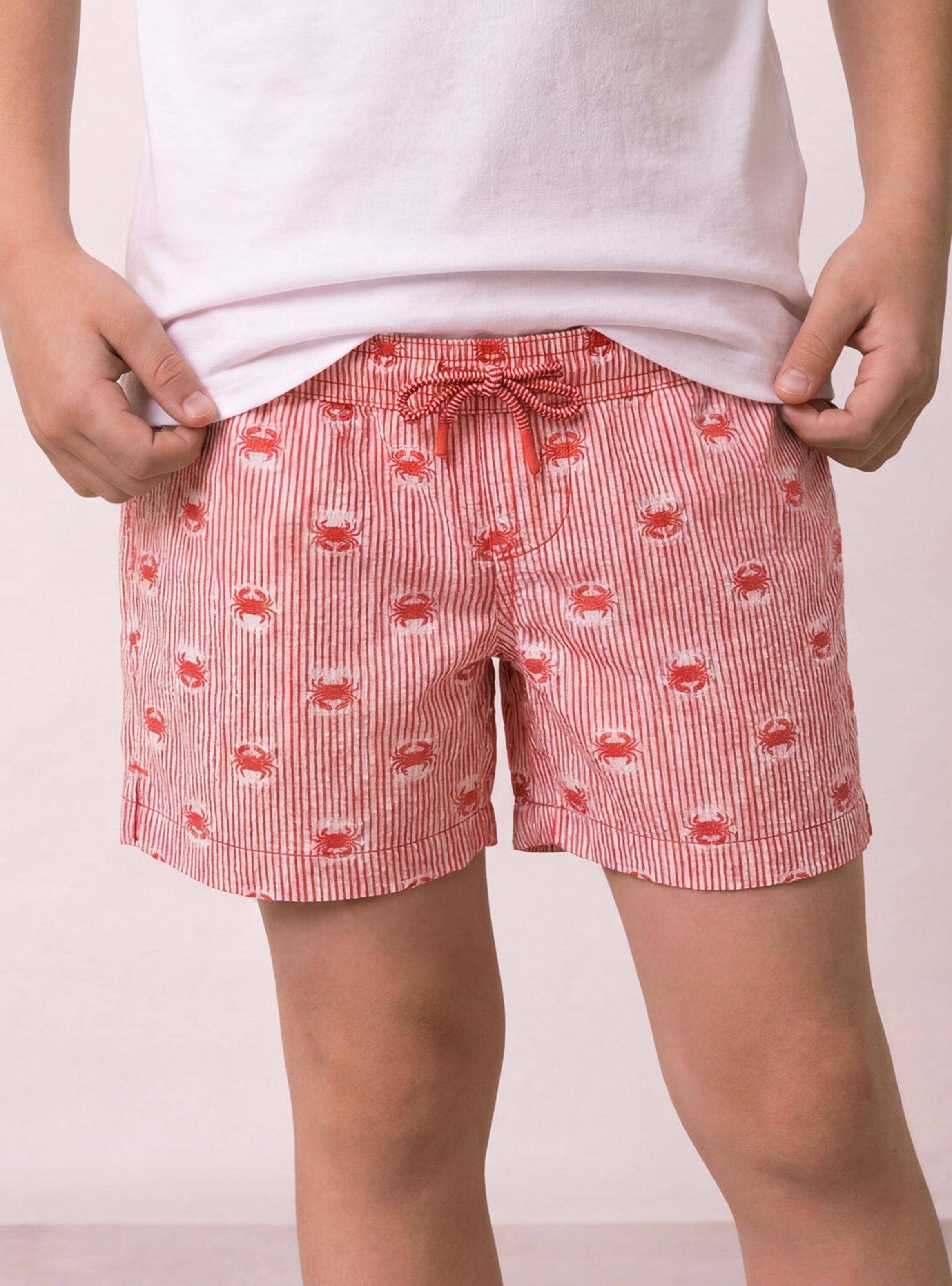 Bañador Niño Estampado Rayas y Cangrejos-0