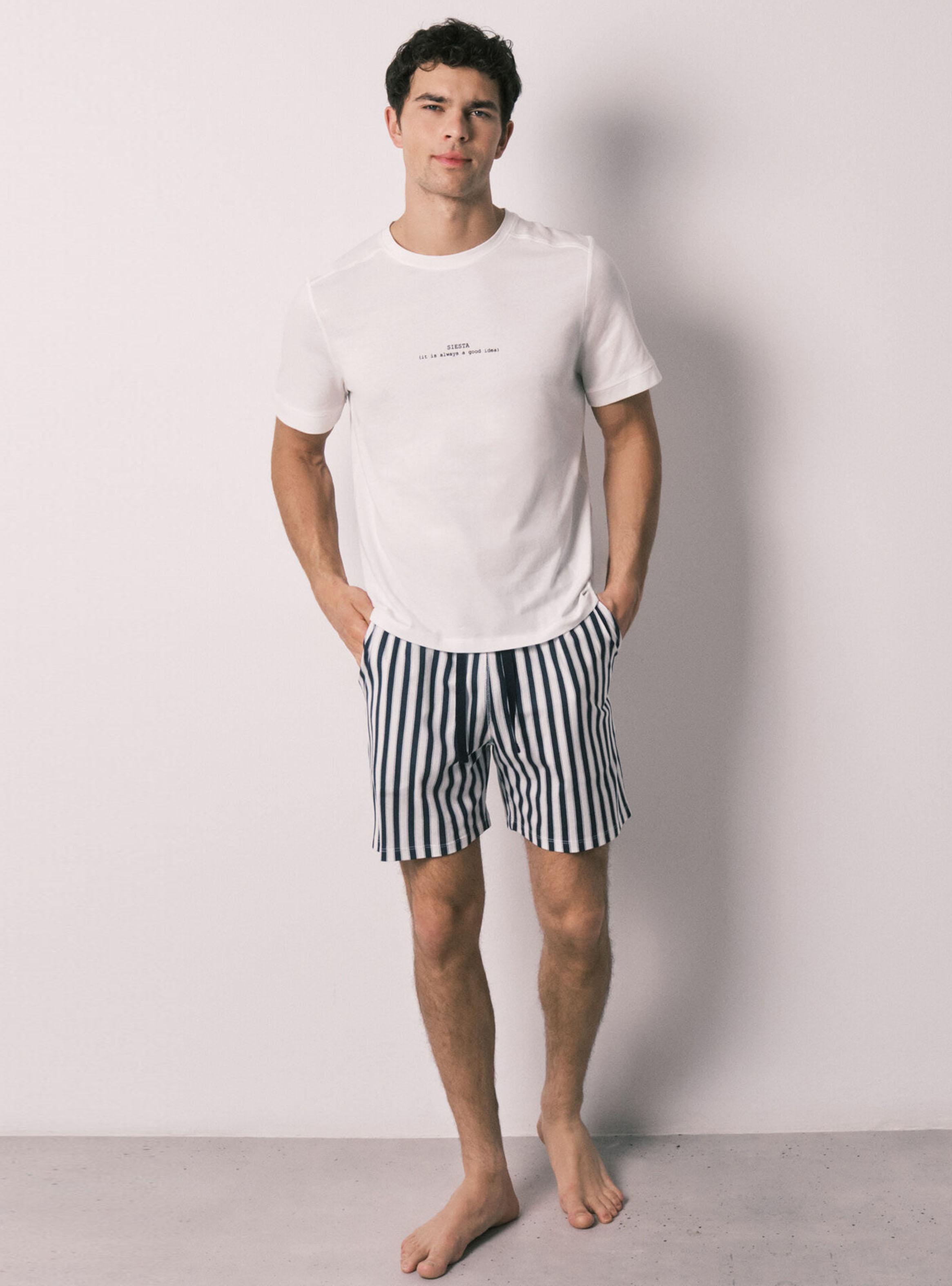 Pijama Corto Hombre 100% Algodón Rayas-5