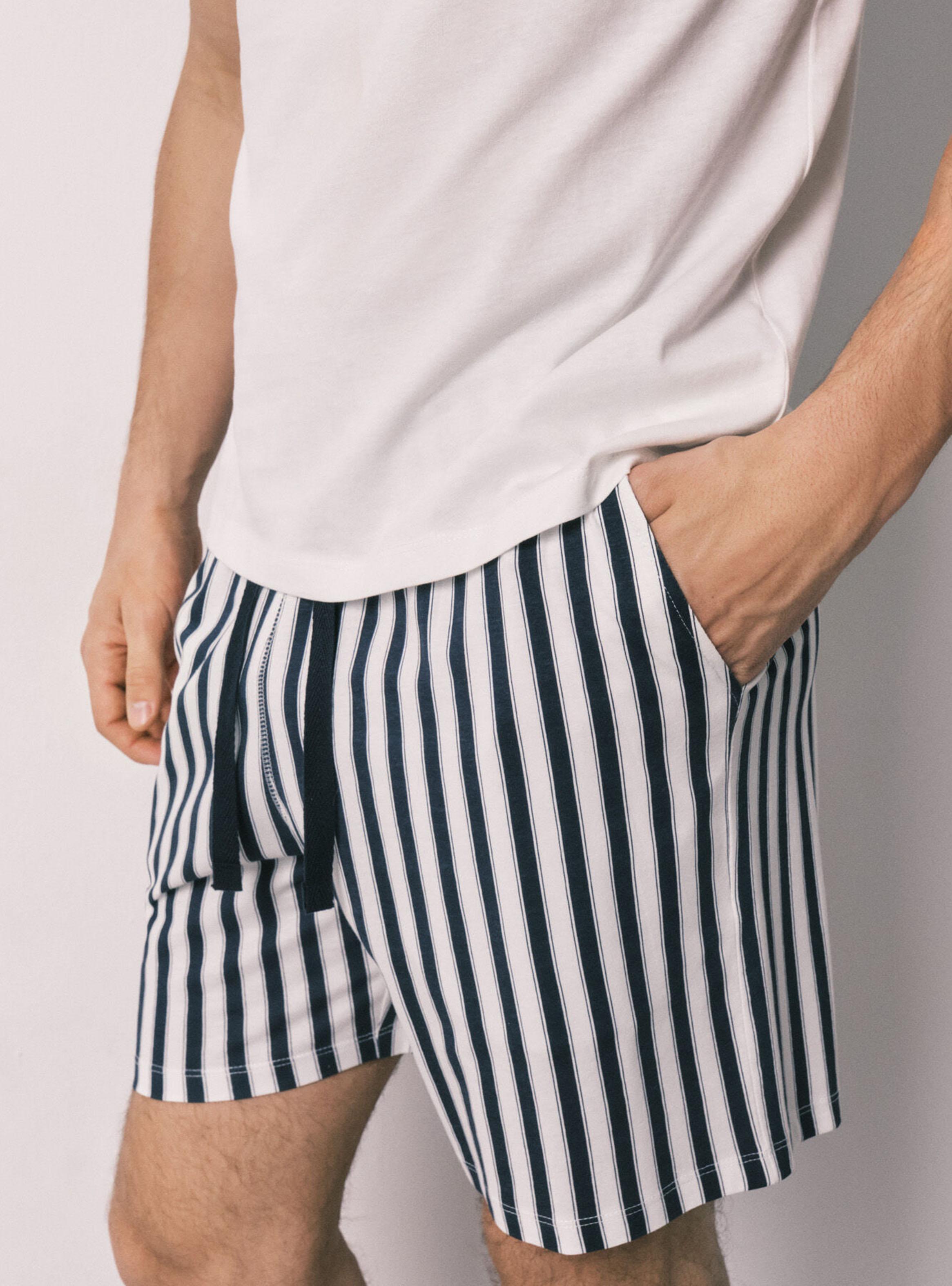 Pijama Corto Hombre 100% Algodón Rayas-4