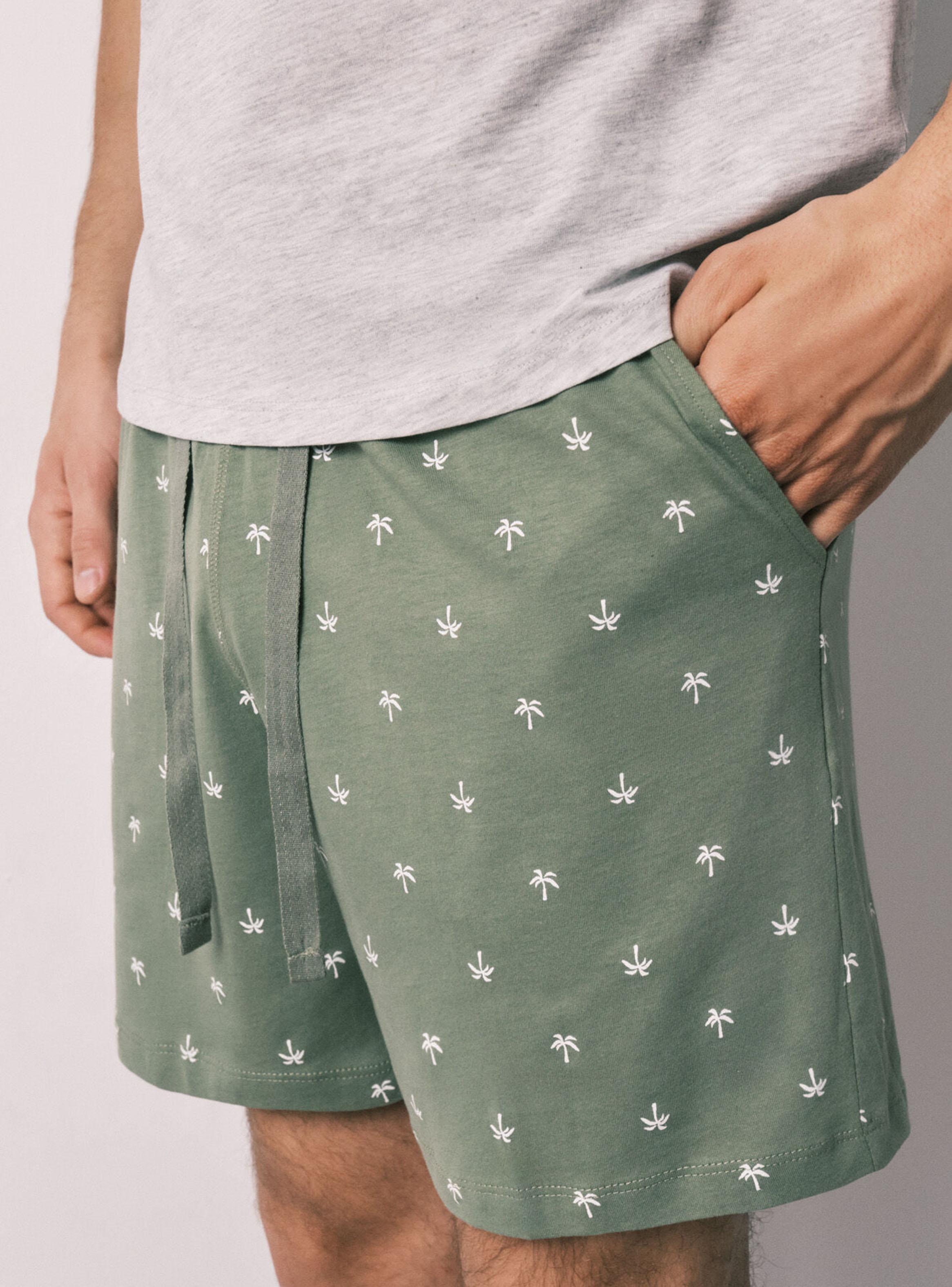 Pijama Corto Hombre Algodón Estampado Palmeras-4