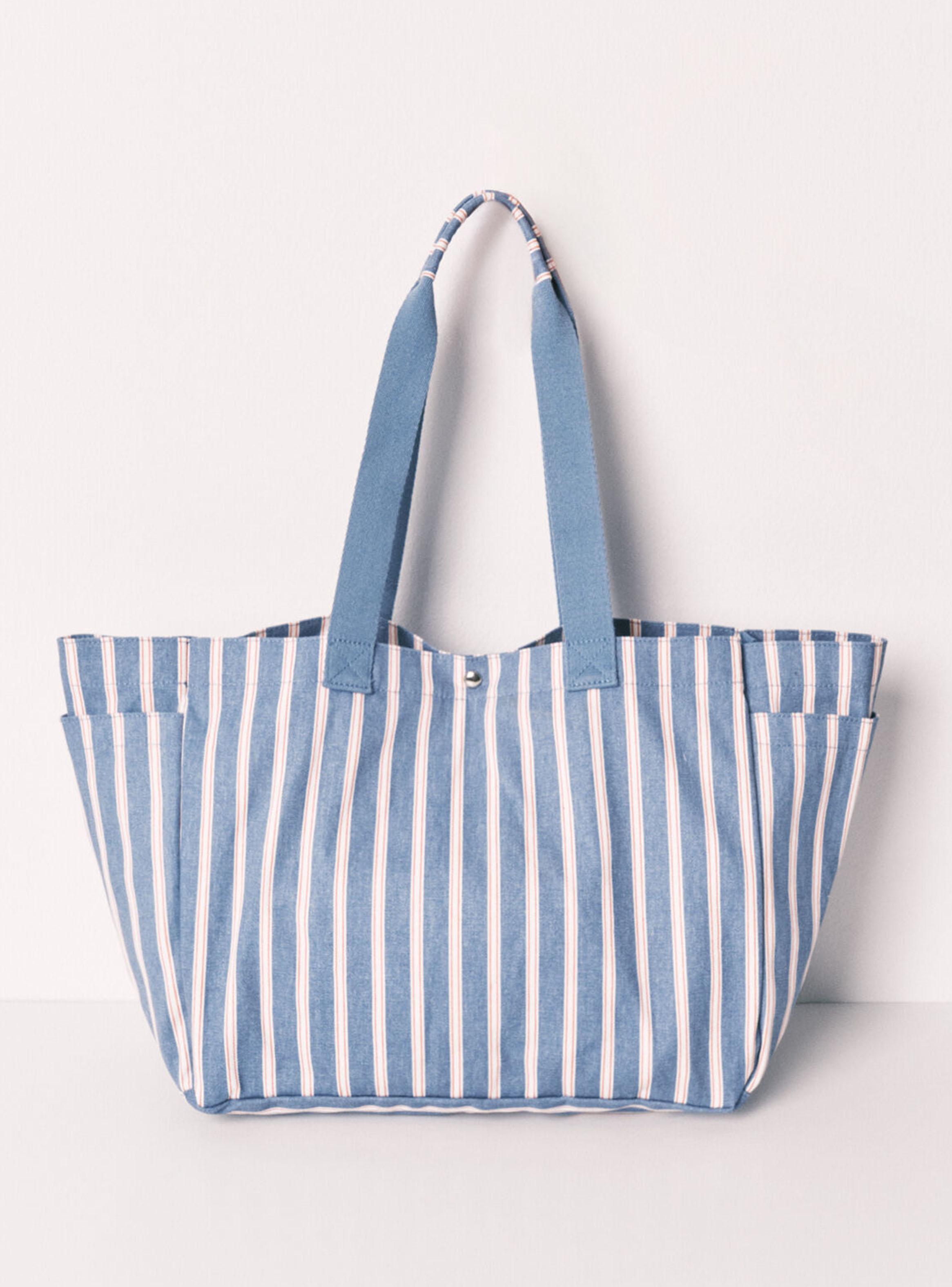 Bolso Shoper Algodón Estampado Rayas-2