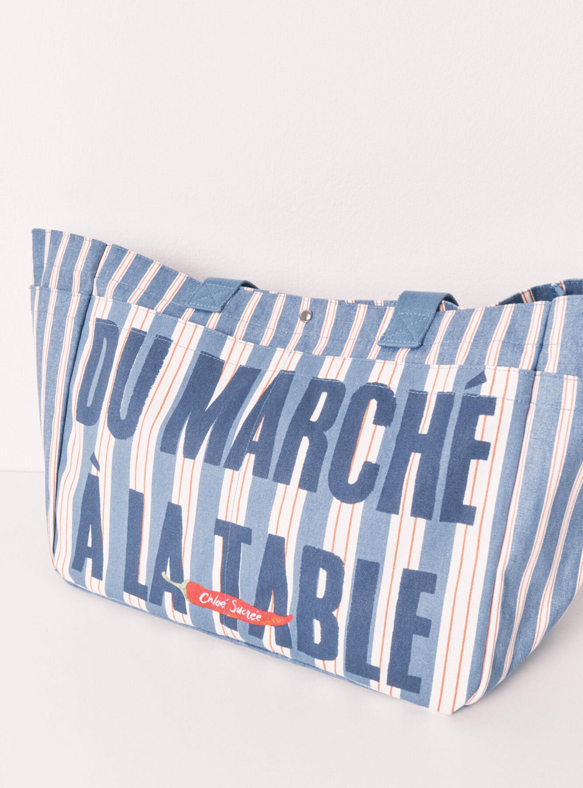 Bolso Shoper Algodón Estampado Rayas-3