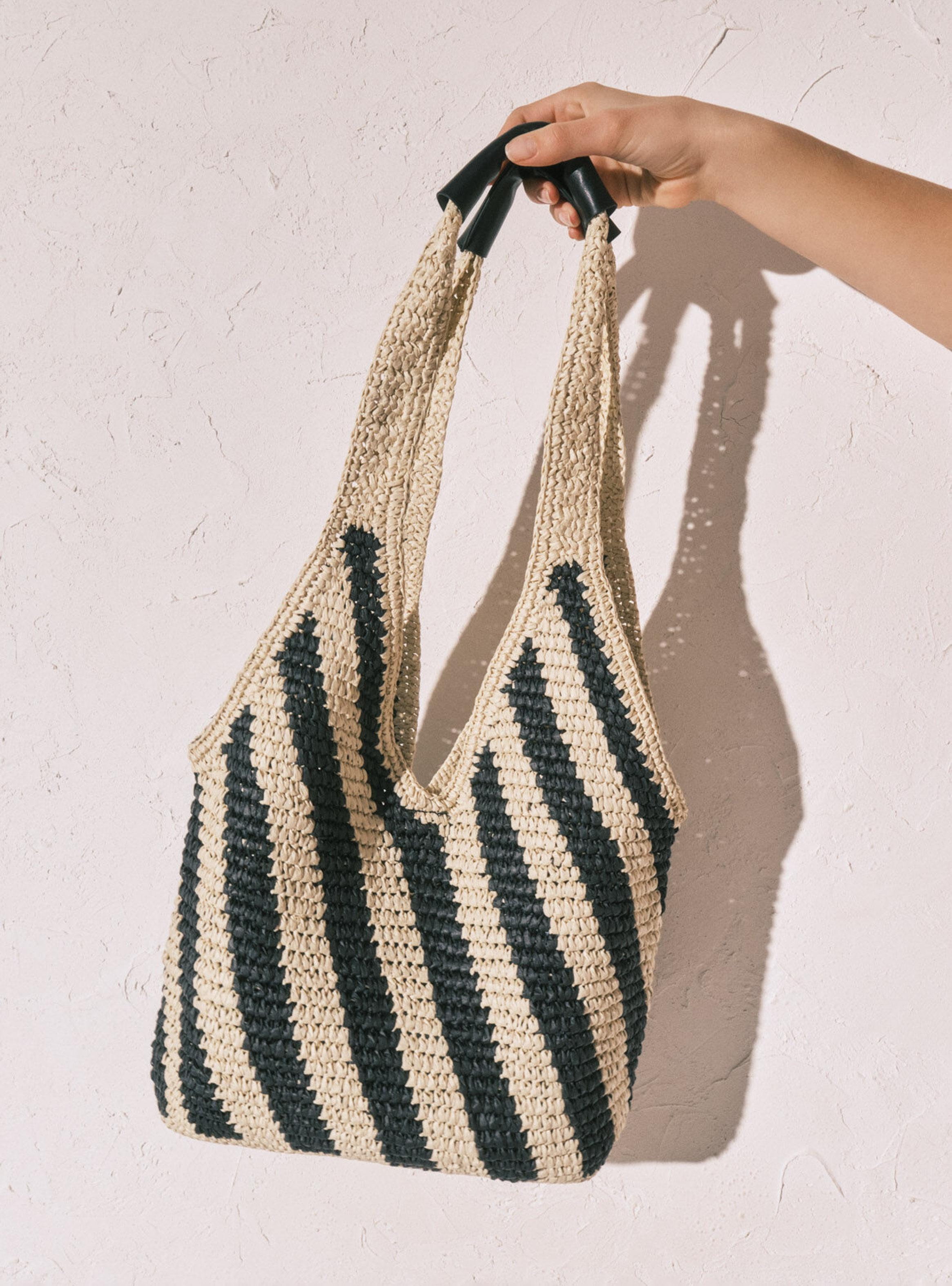 Bolso Grande Rafia Estampado Rayas-1