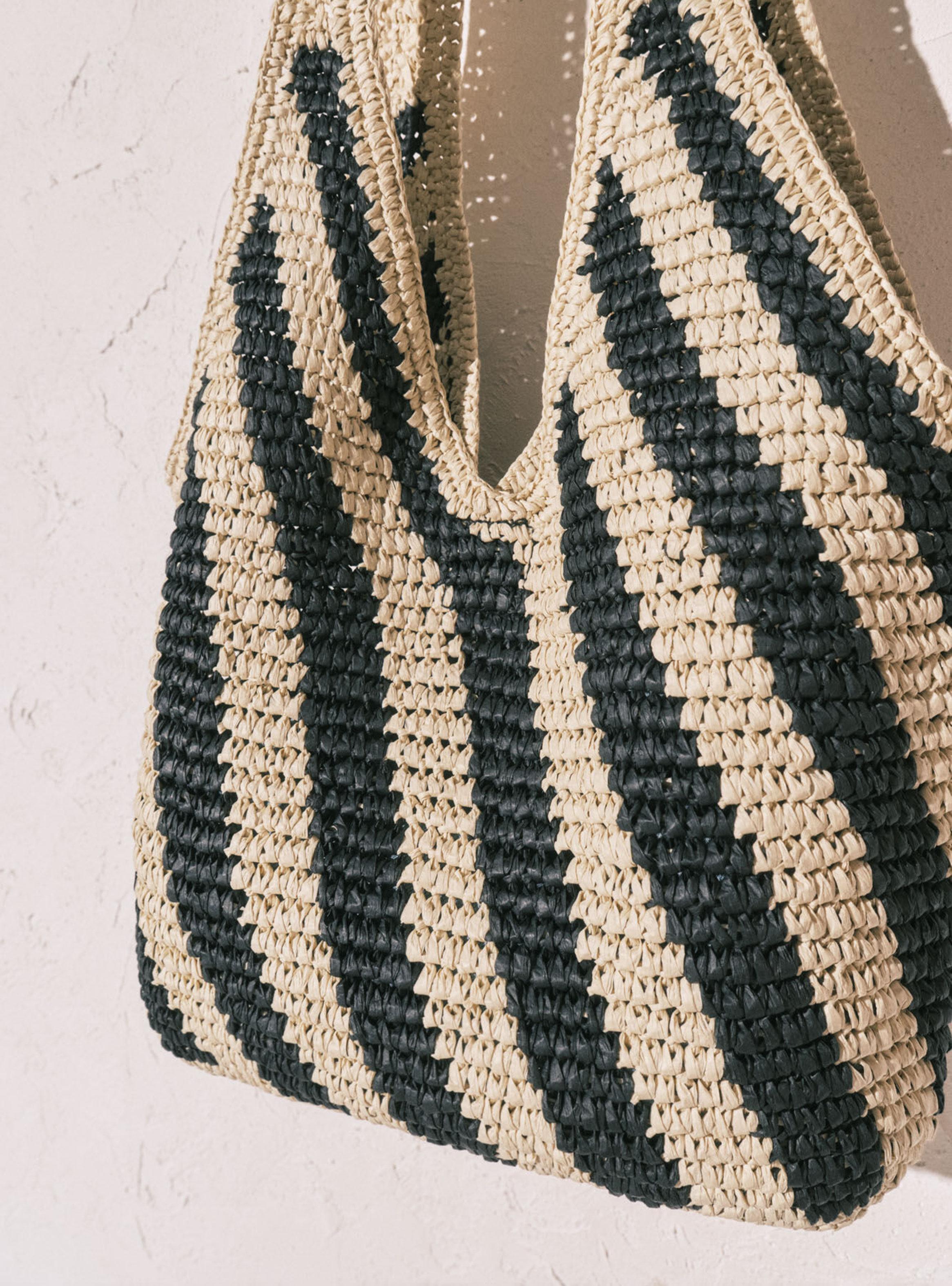 Bolso Grande Rafia Estampado Rayas-2