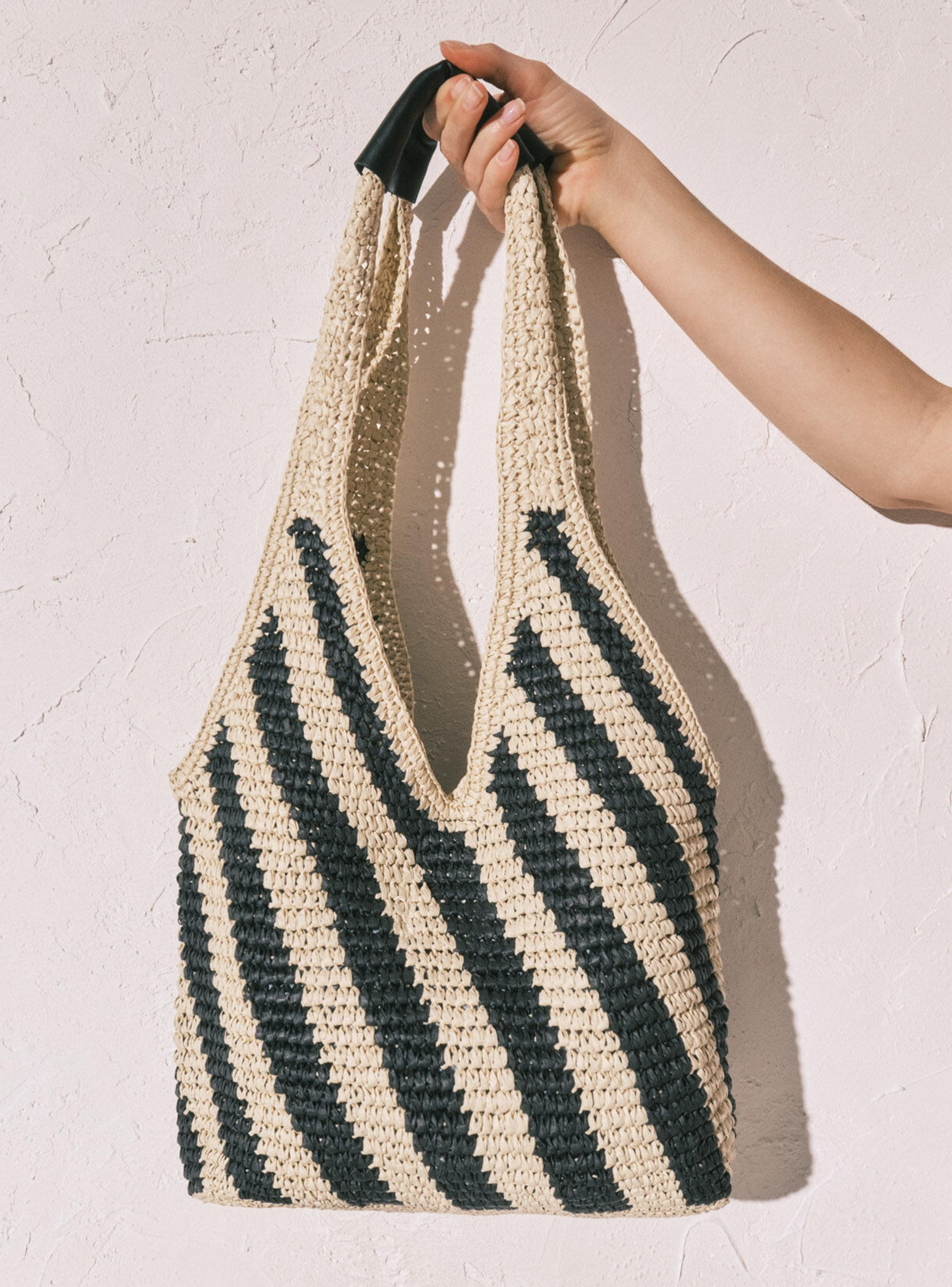 Bolso Grande Rafia Estampado Rayas-0