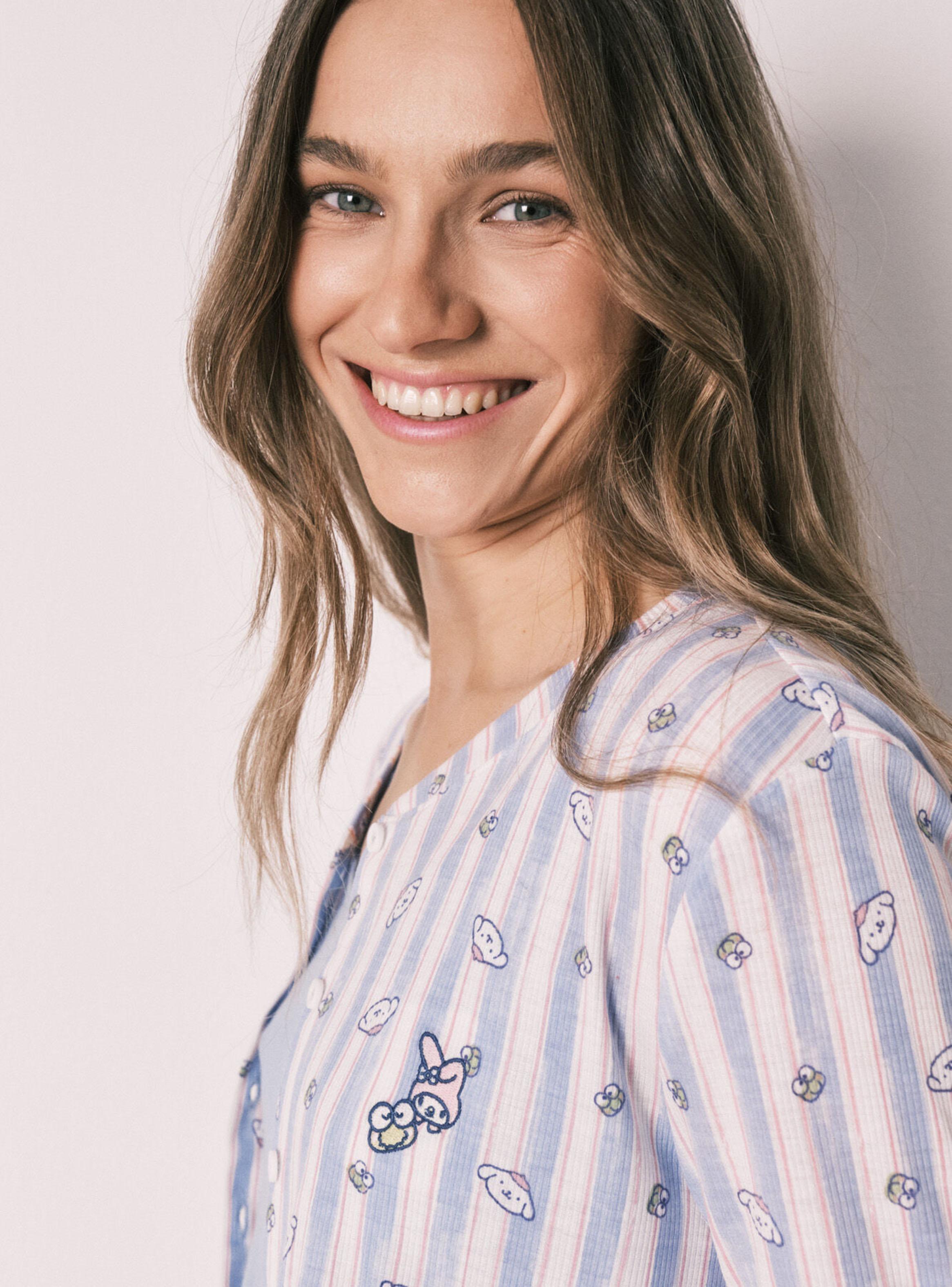 Set Pijama Rayas y Top Azul-4