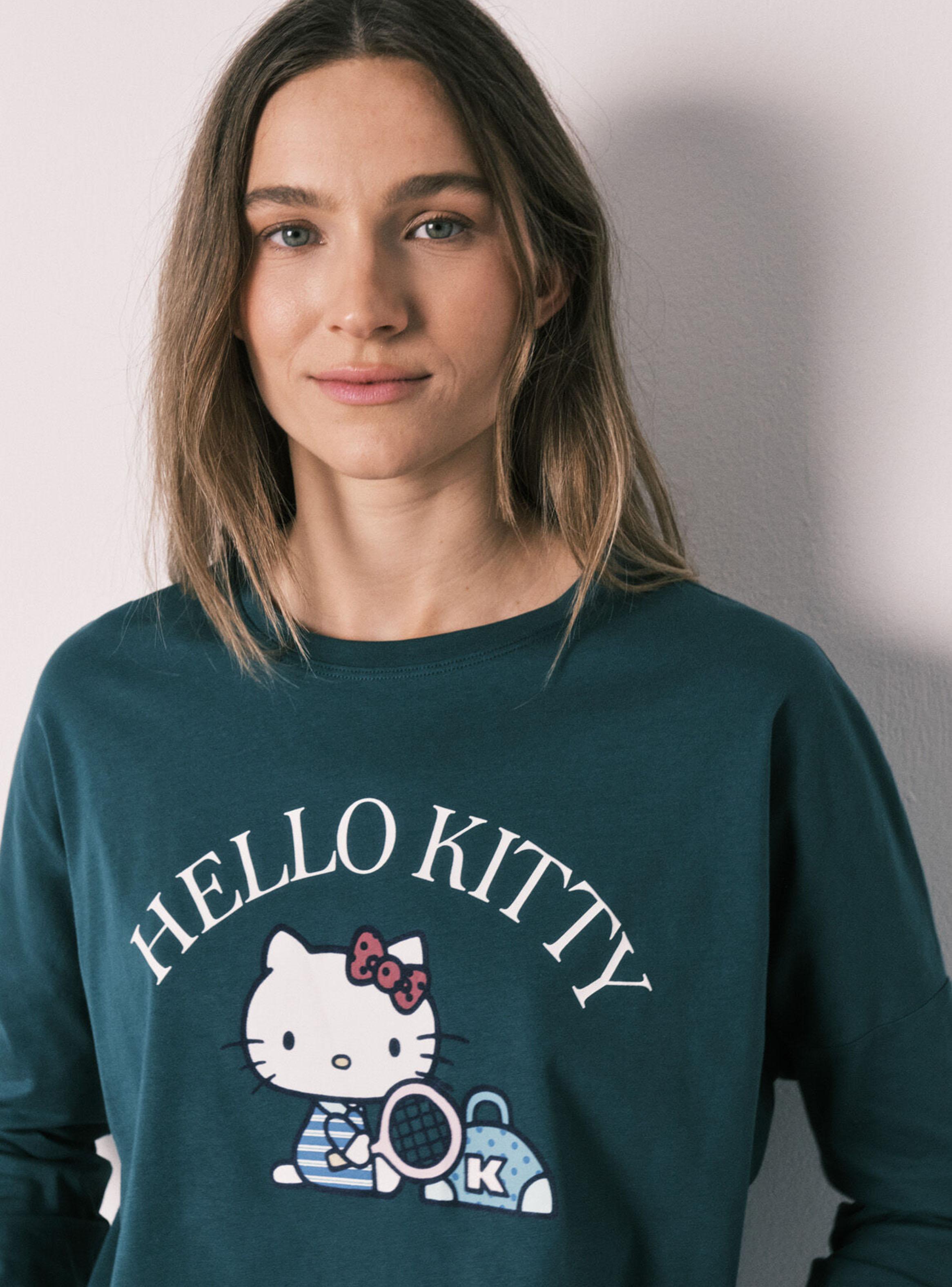 Pijama Largo Hello Kitty Algodón Verde-3