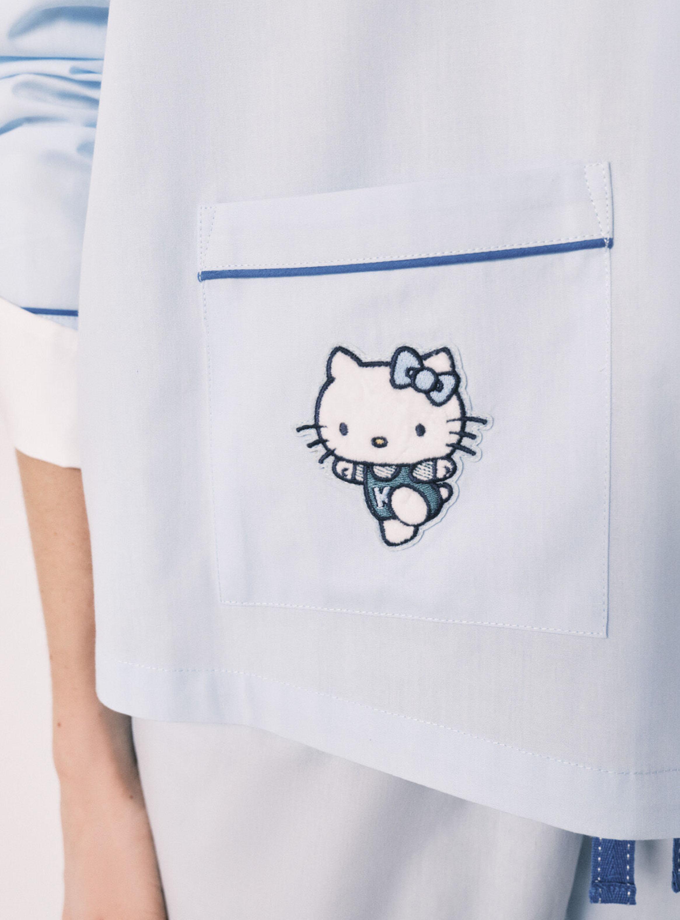 Pijama Camisero Hello Kitty Algodón Azul-4