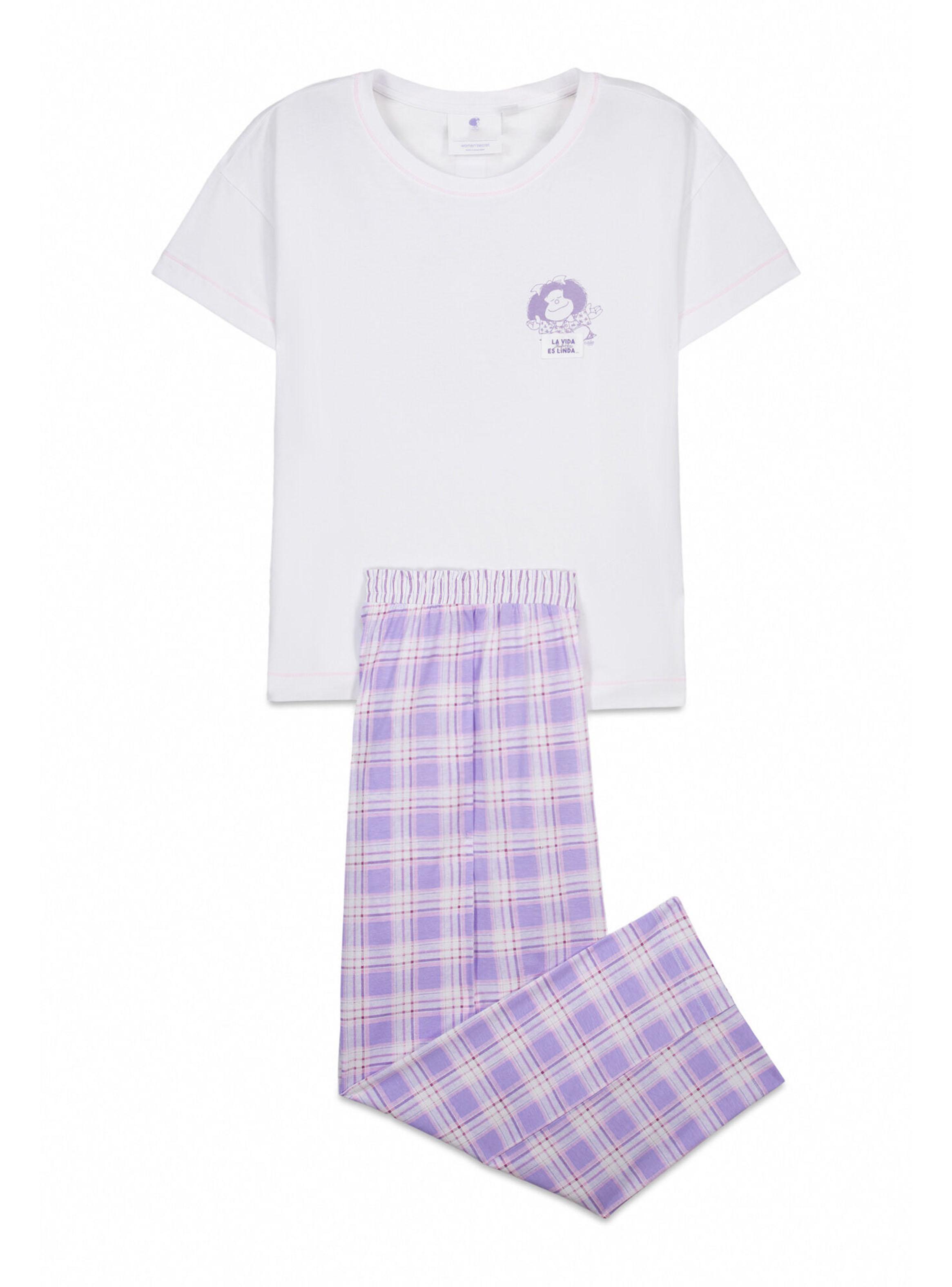 Pijama Largo Algodón Mafalda Cuadros-6