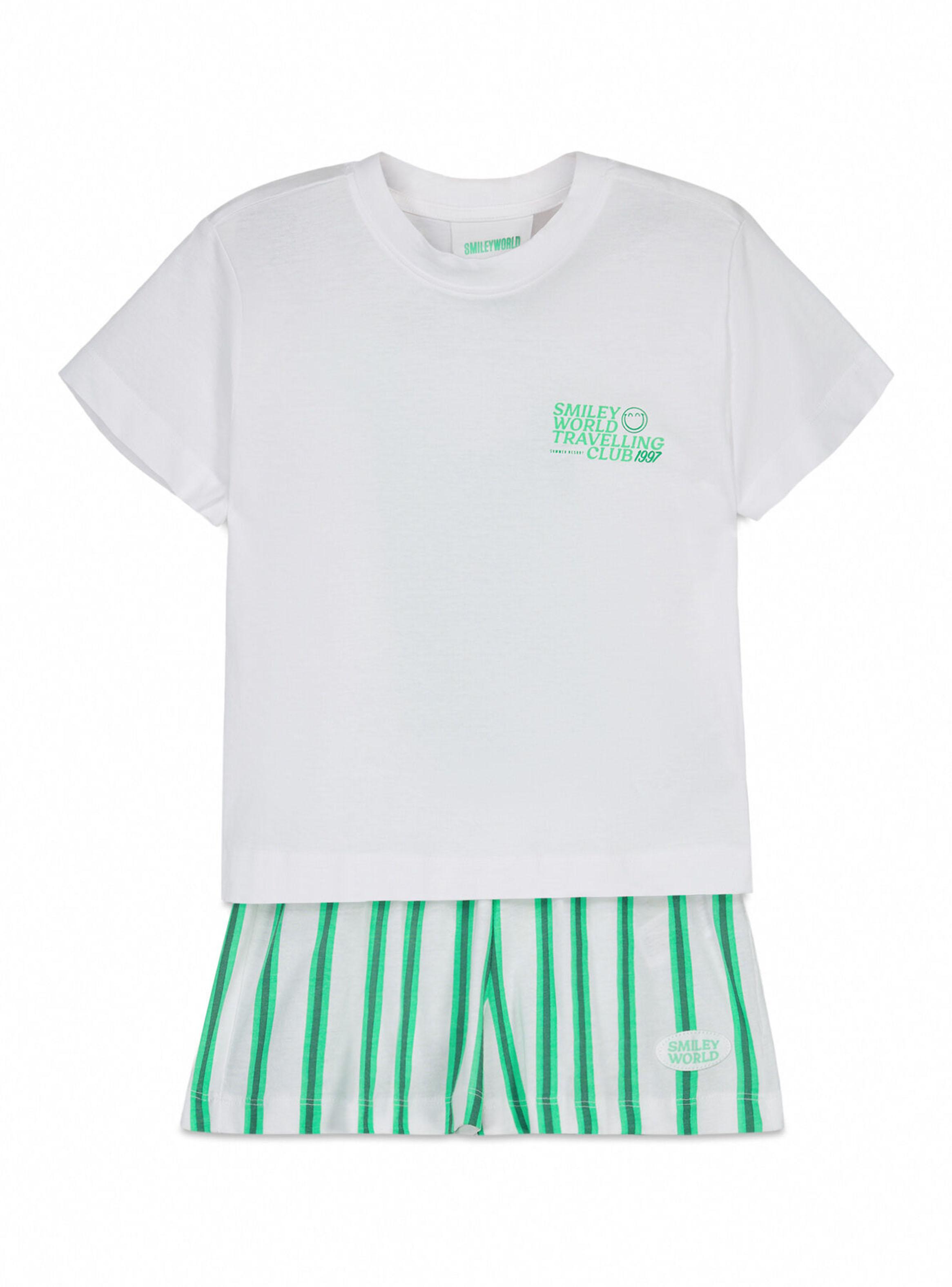 Pijama Infantil Corto Algodón Smileyworld Blanco-0
