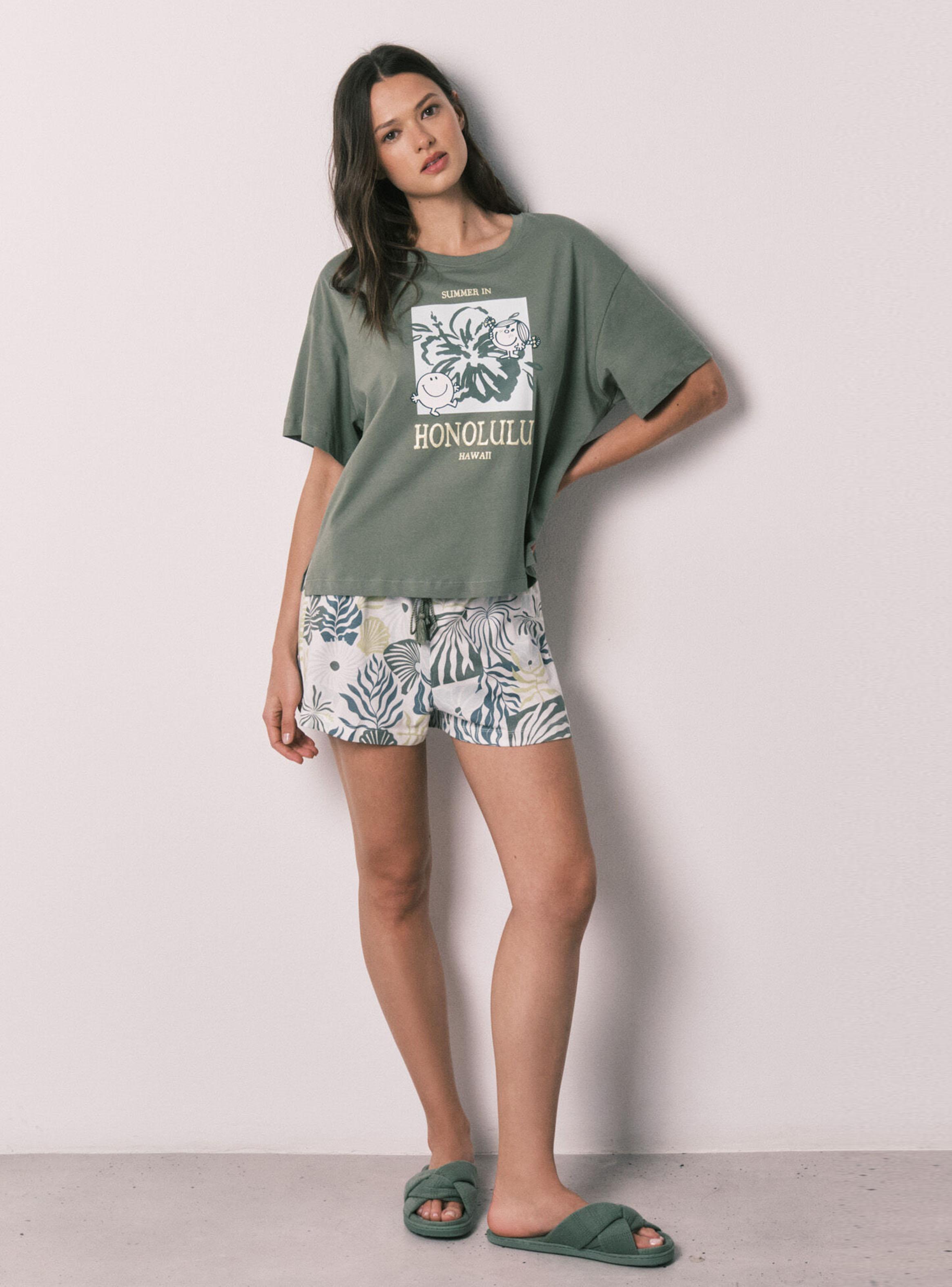 Pijama Corto Manga Corta Verde Little Miss-5
