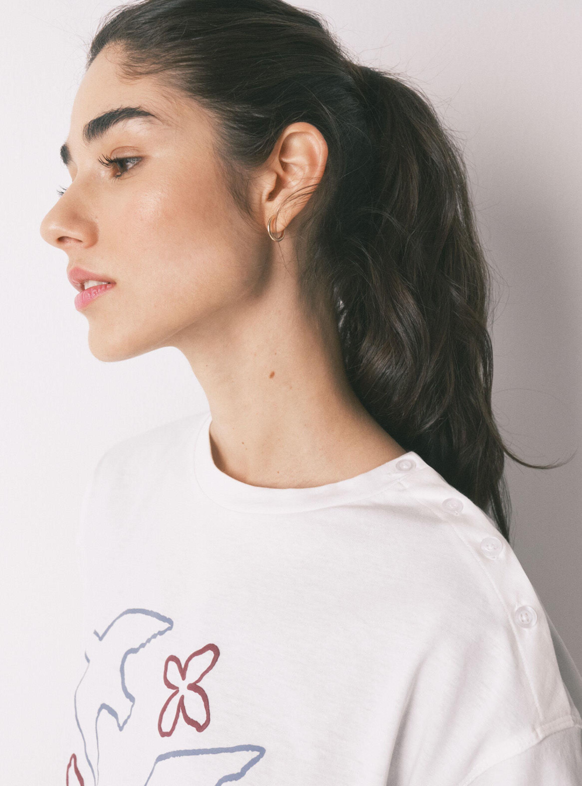 Camiseta Manga 3/4 Algodón Blanco-2
