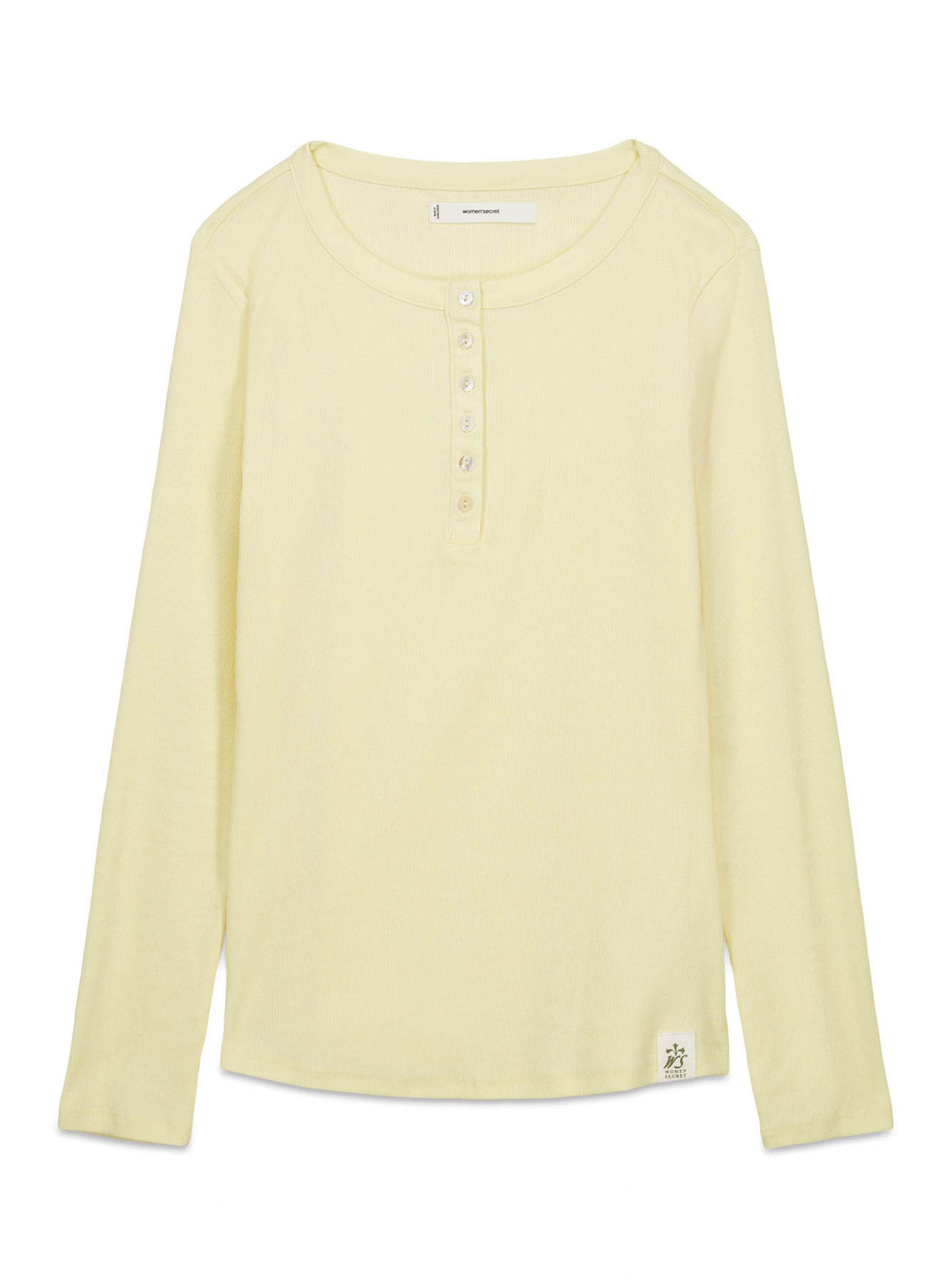 Camiseta Manga Larga Algodón Amarillo-4