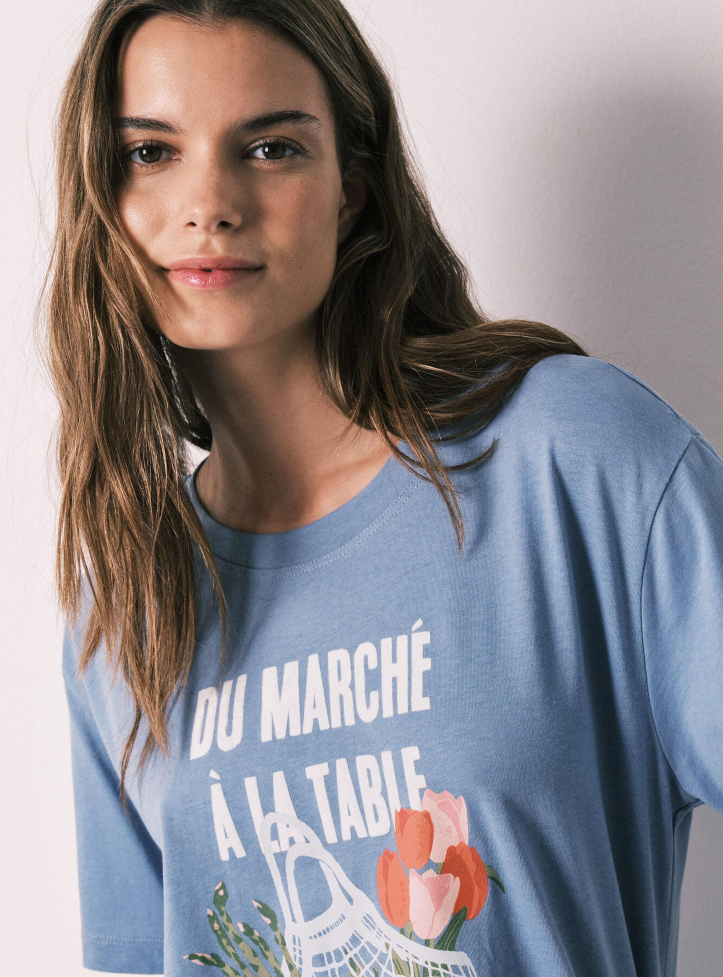 Camiseta Manga Corta Algodón Azul-2
