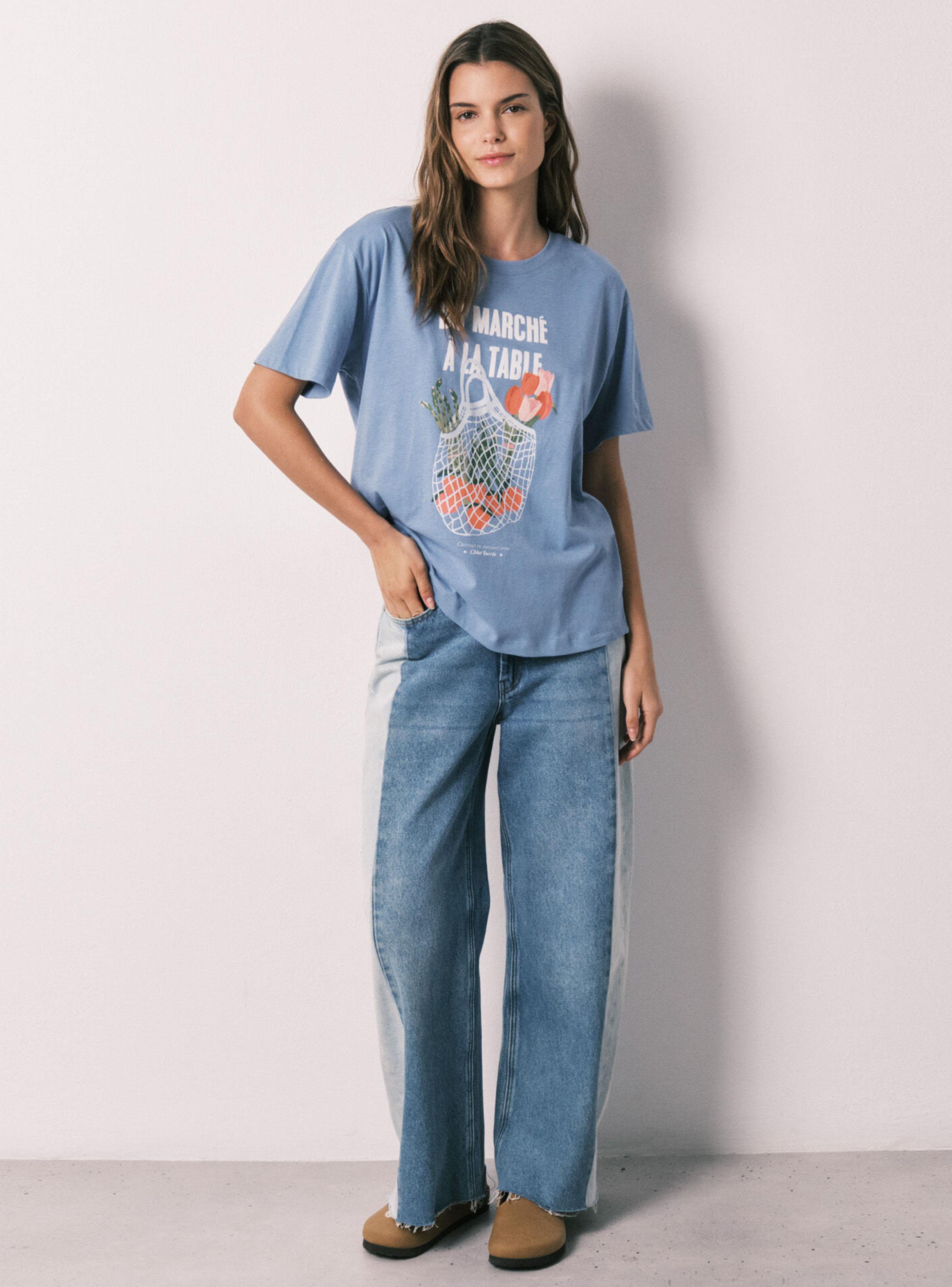 Camiseta Manga Corta Algodón Azul-3