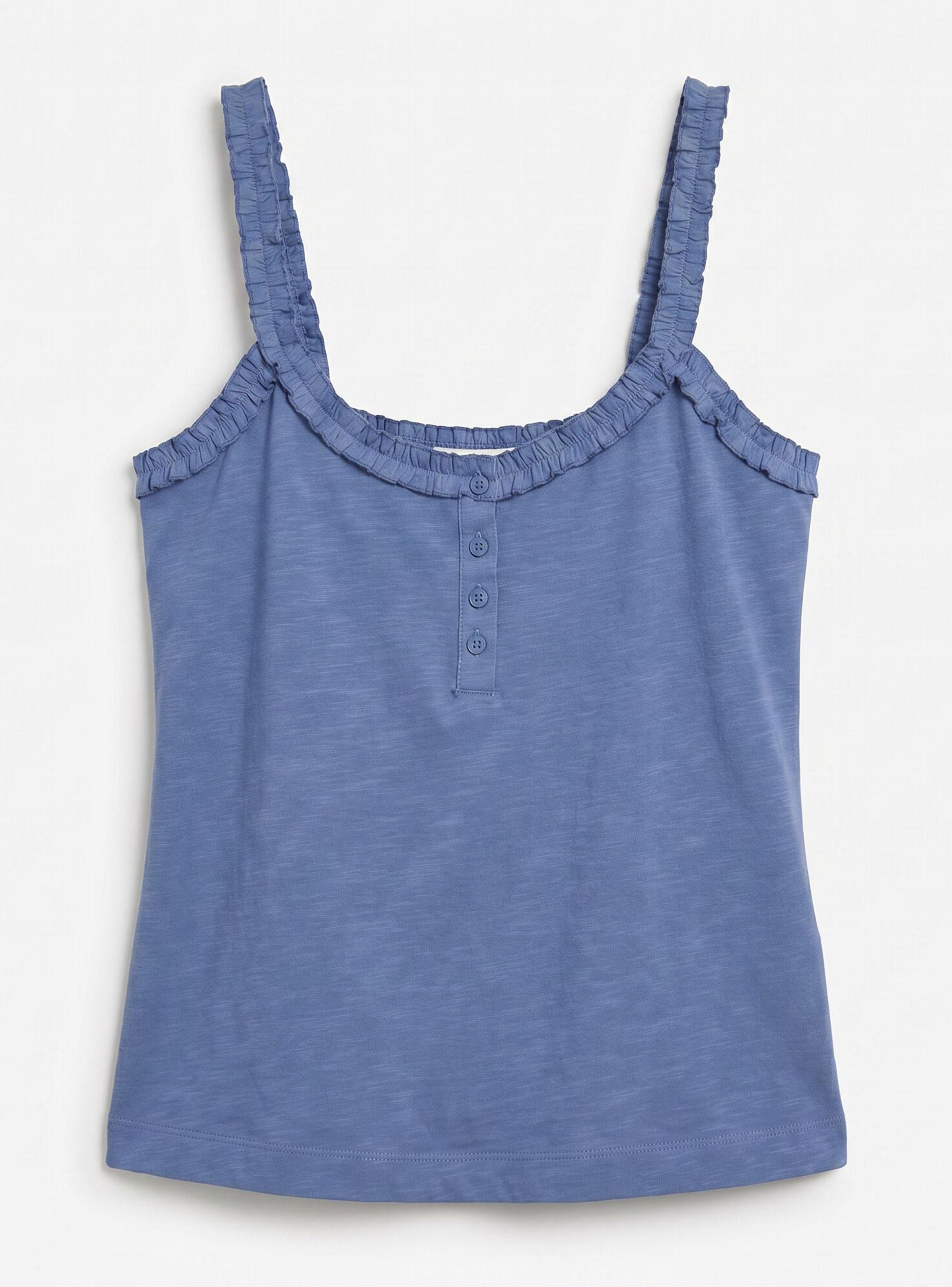 Camiseta Tirantes Volantes Algodón Azul-5