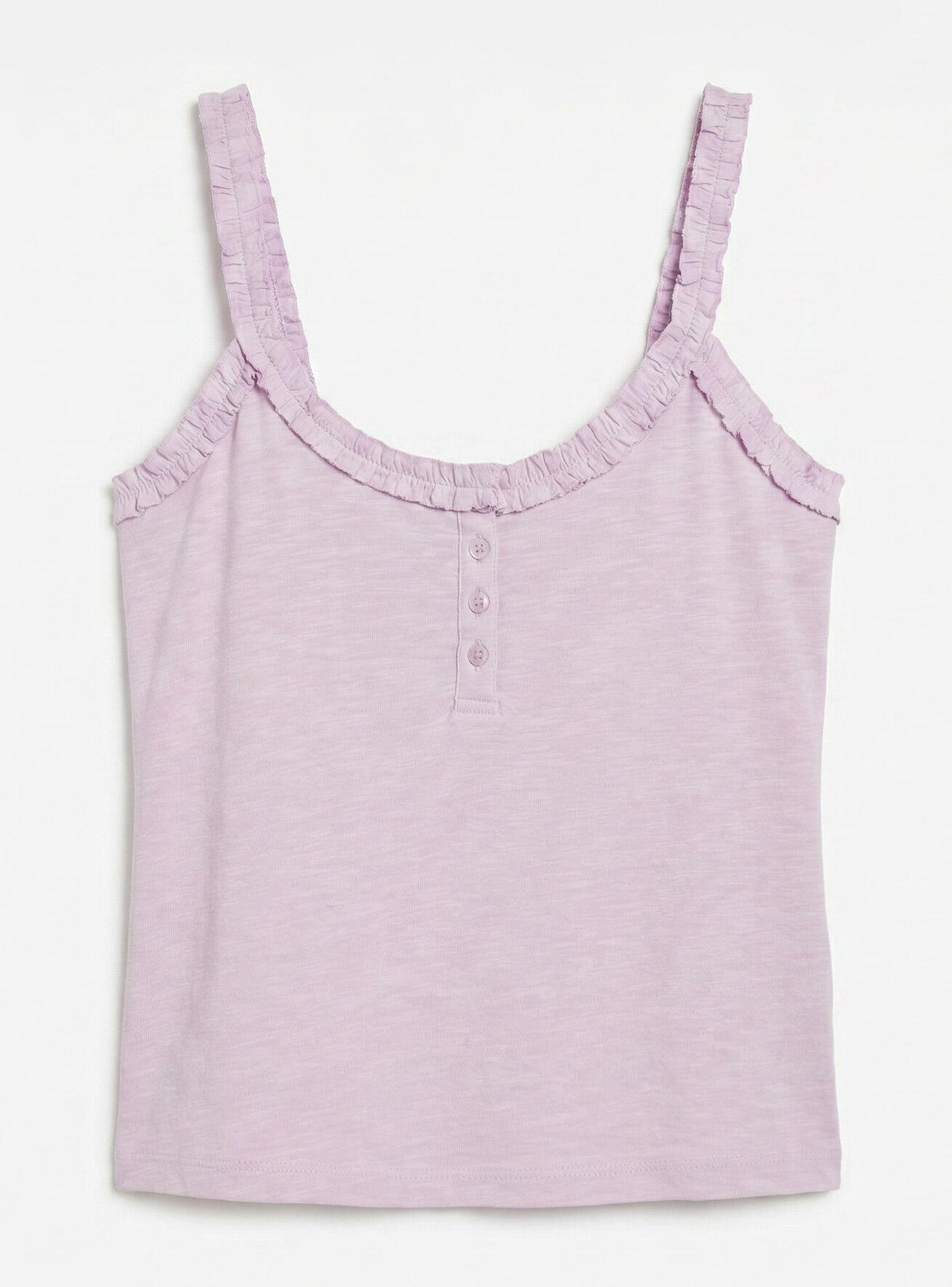 Camiseta Tirantes Volantes Algodón Rosa-5