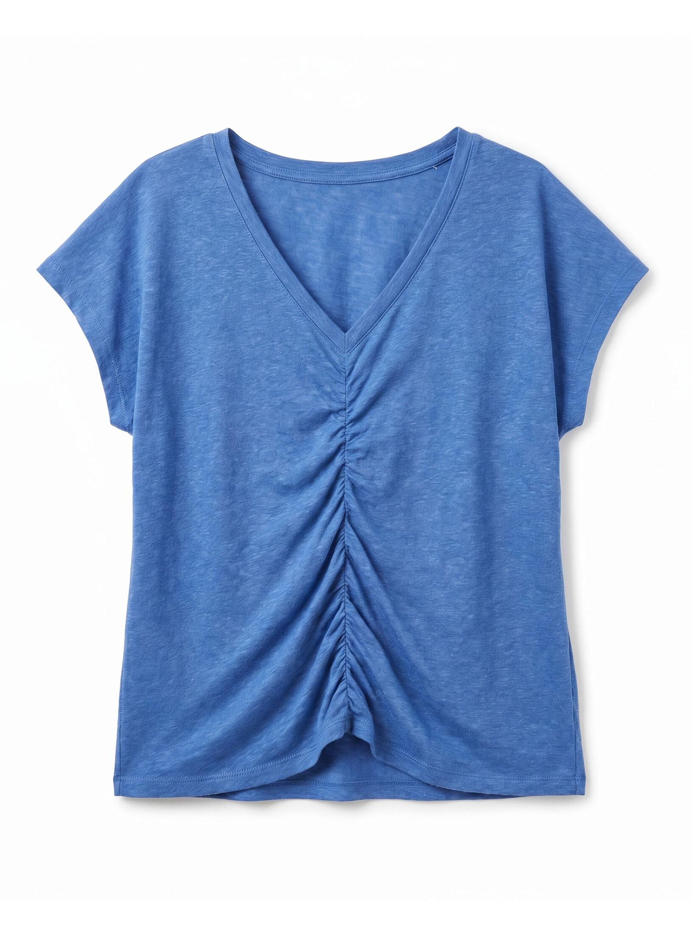 Camiseta Corta Viscosa Lino Azul-4