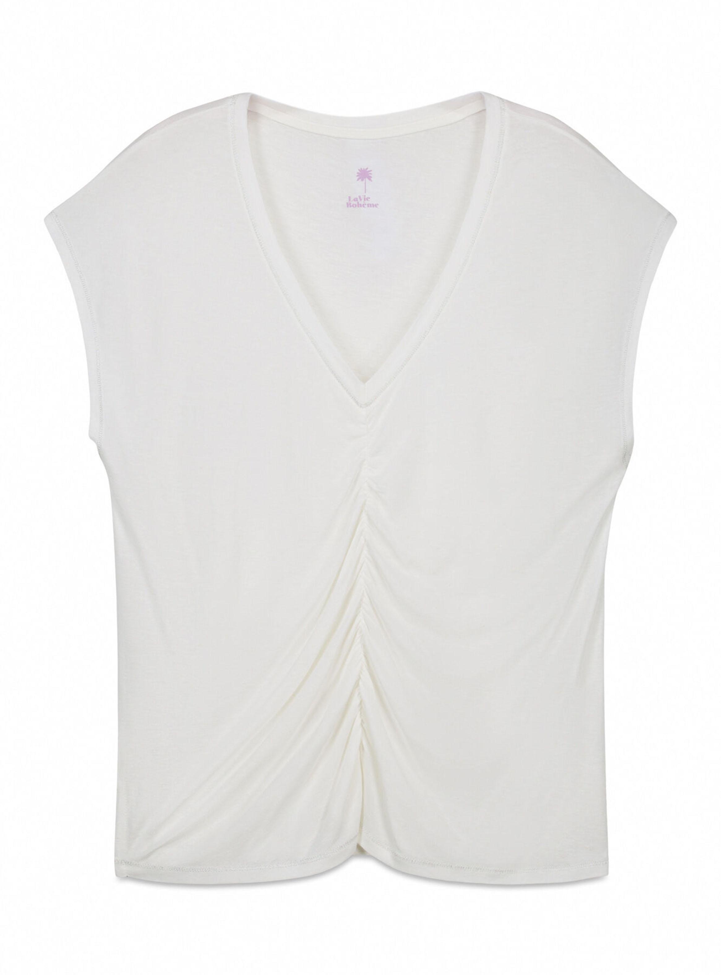 Camiseta Corta Viscosa Lino Blanca-4
