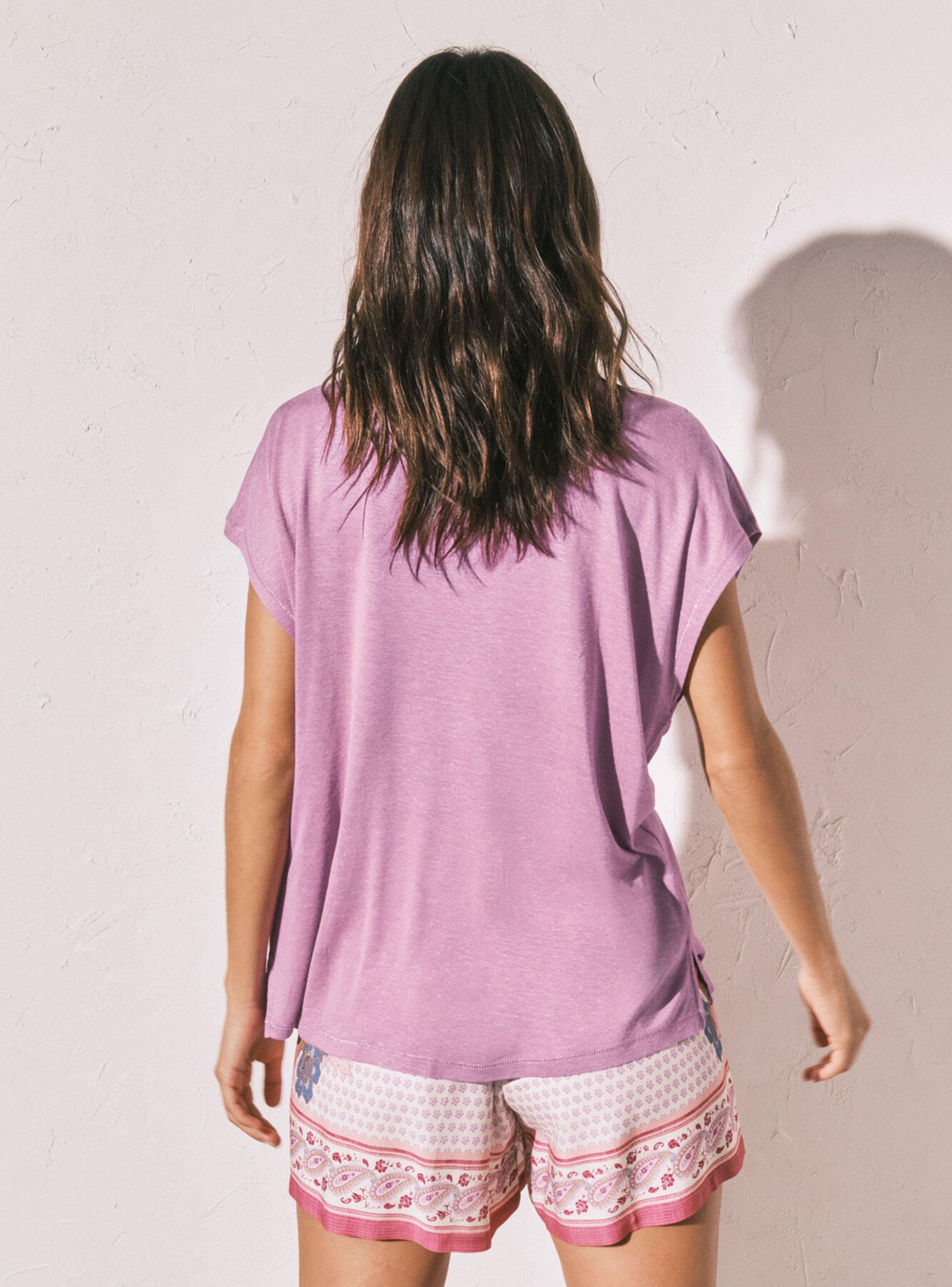 Camiseta Corta Viscosa Lino Lila-1