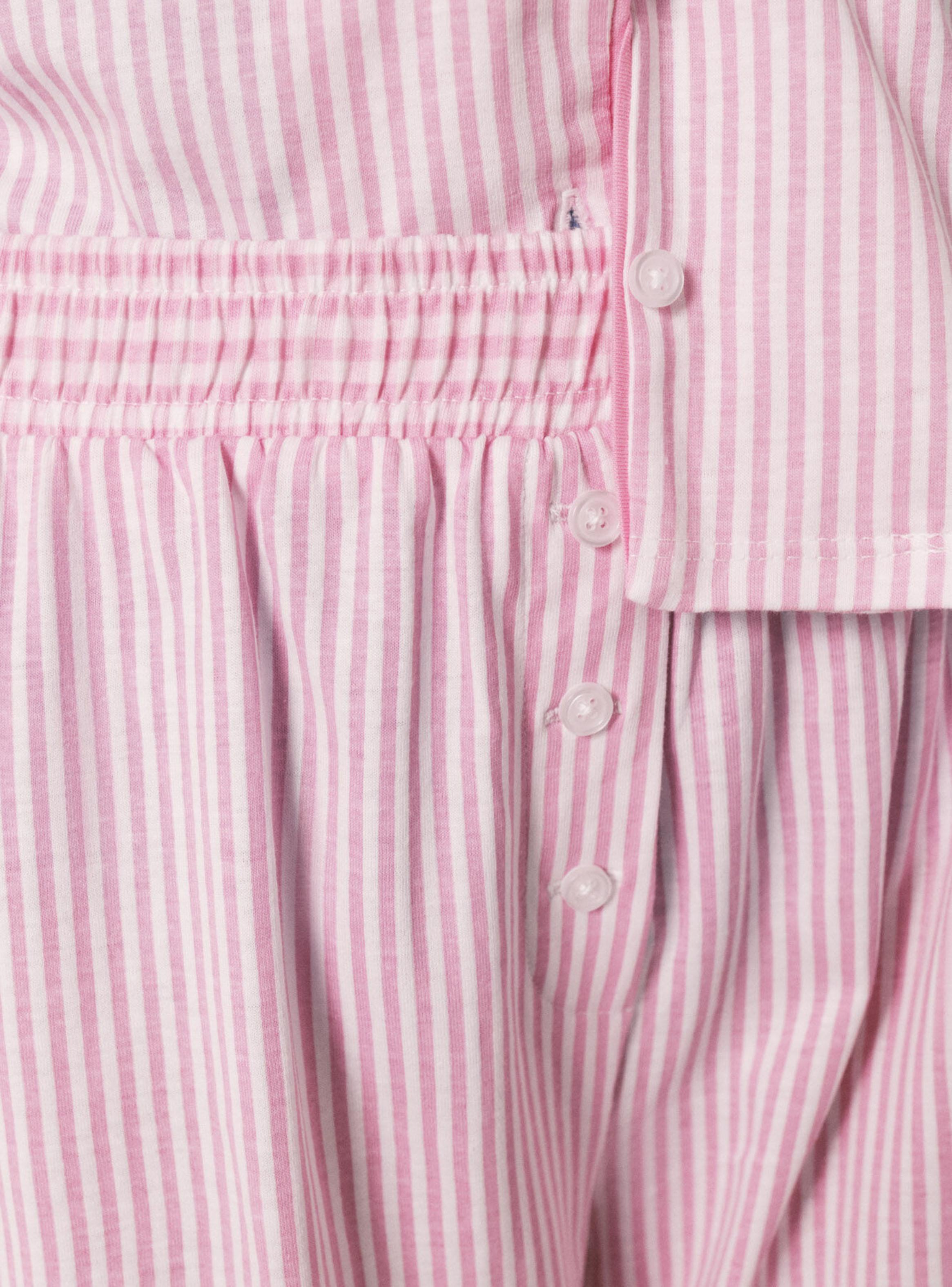 Pijama Camisero Largo Rayas Rosa Algodón-4