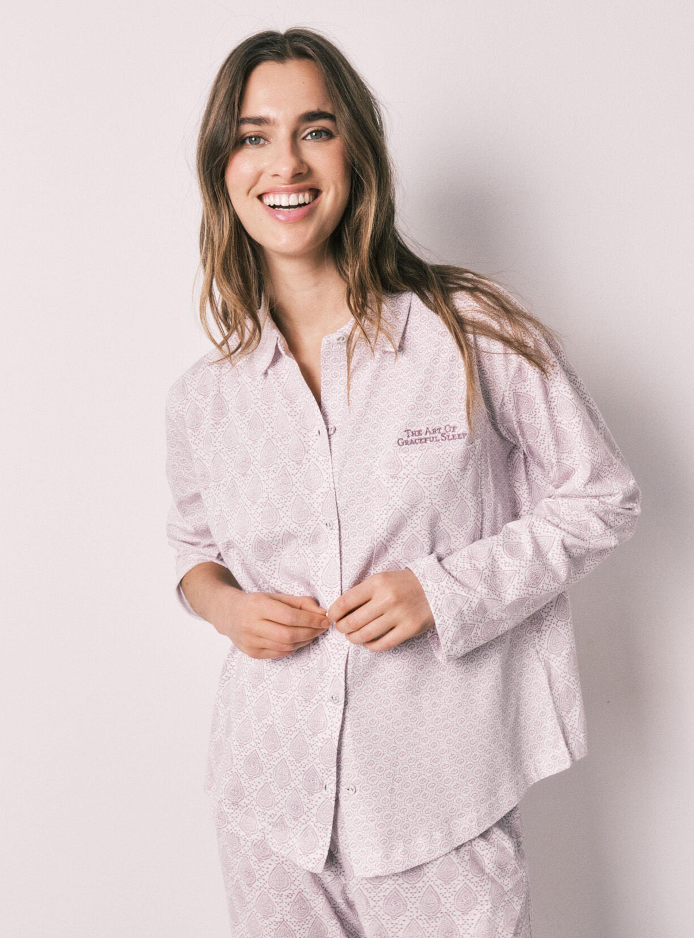 Pijama Camisero Largo Algodón Estampado Sellos-2