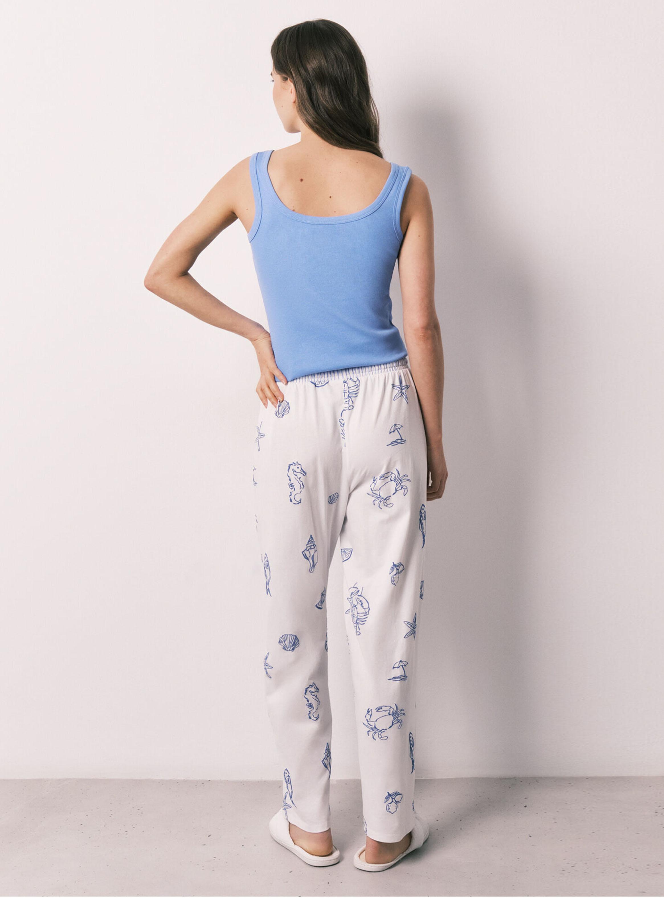 Pijama Largo Tirantes Algodón Azul-1