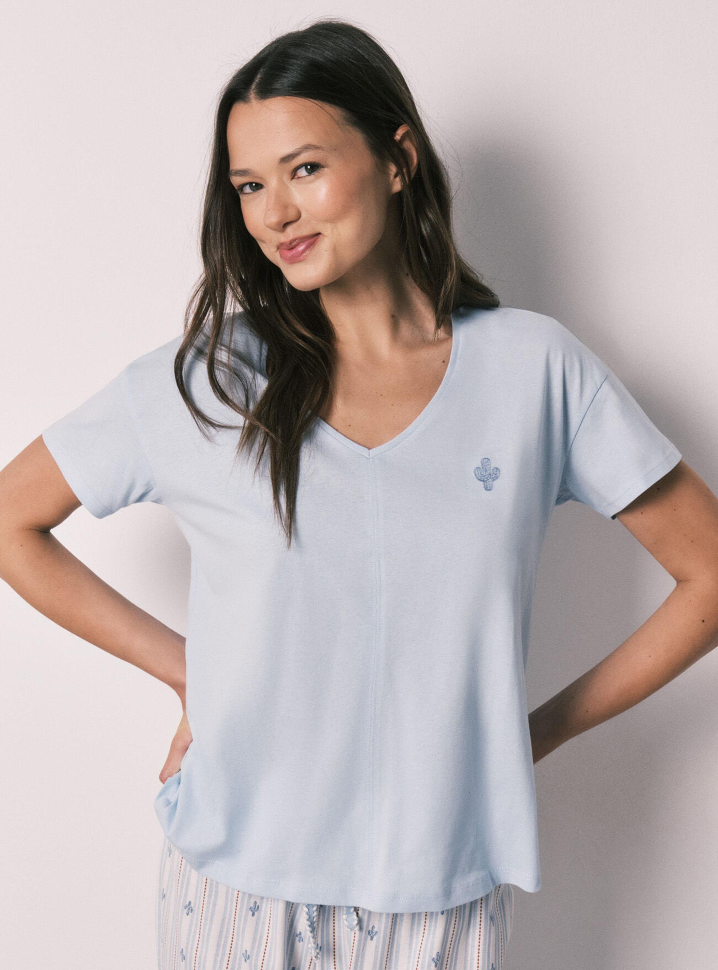 Pijama Capri Algodón Azul-2