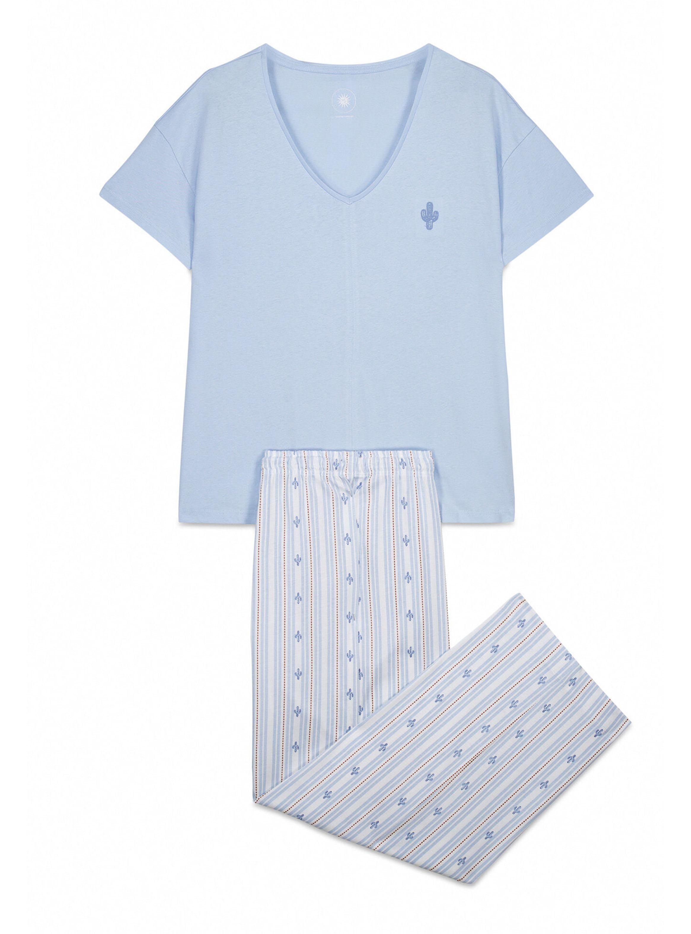 Pijama Capri Algodón Azul-5