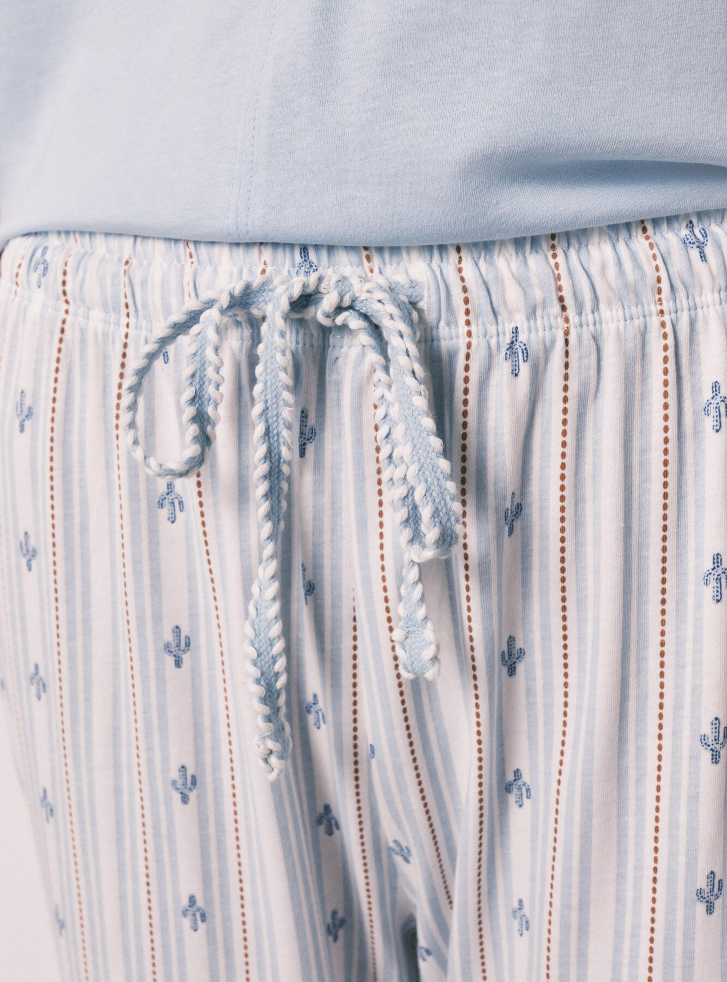 Pijama Capri Algodón Azul-4