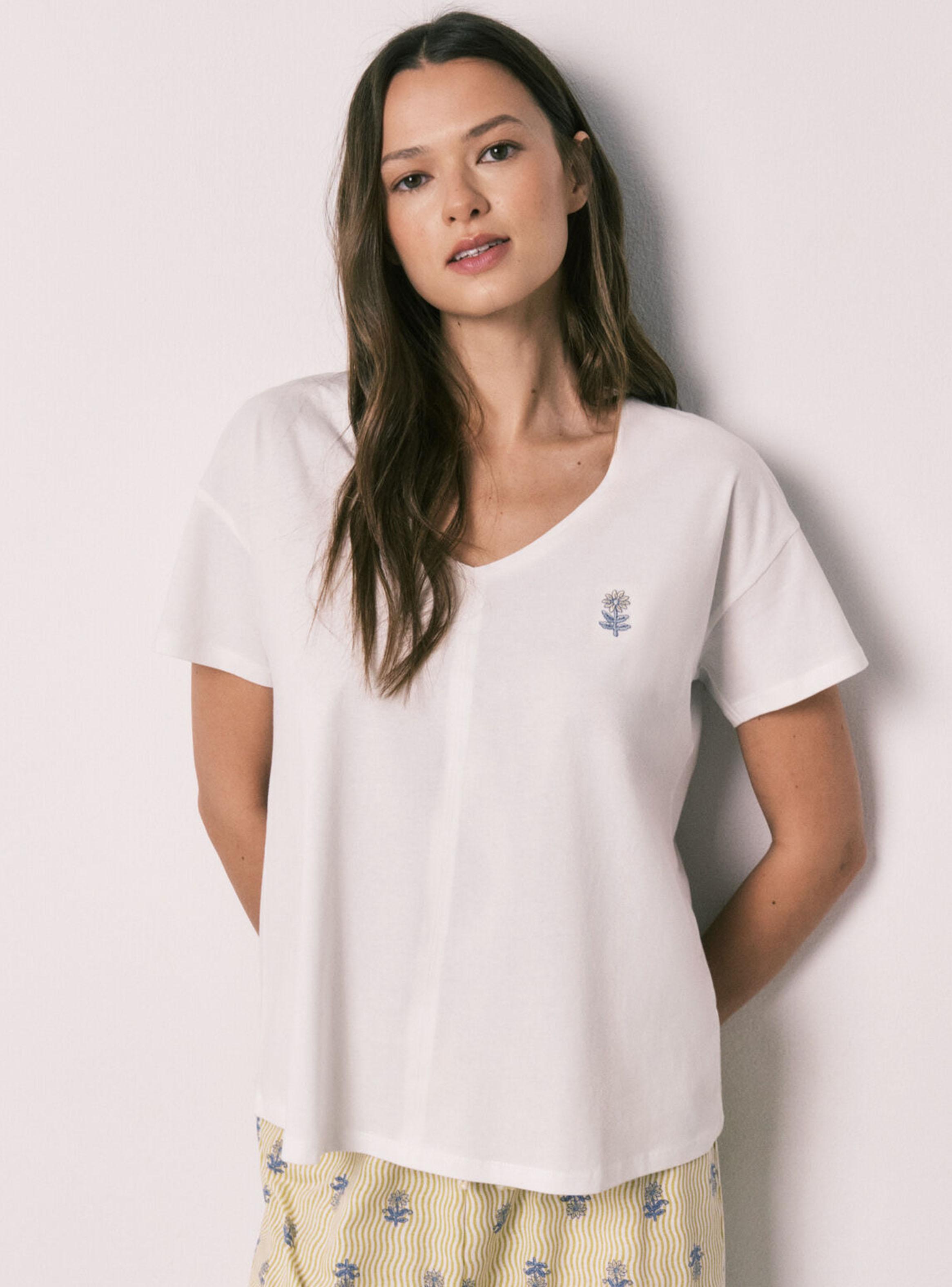 Pijama Capri Algodón Blanco-2