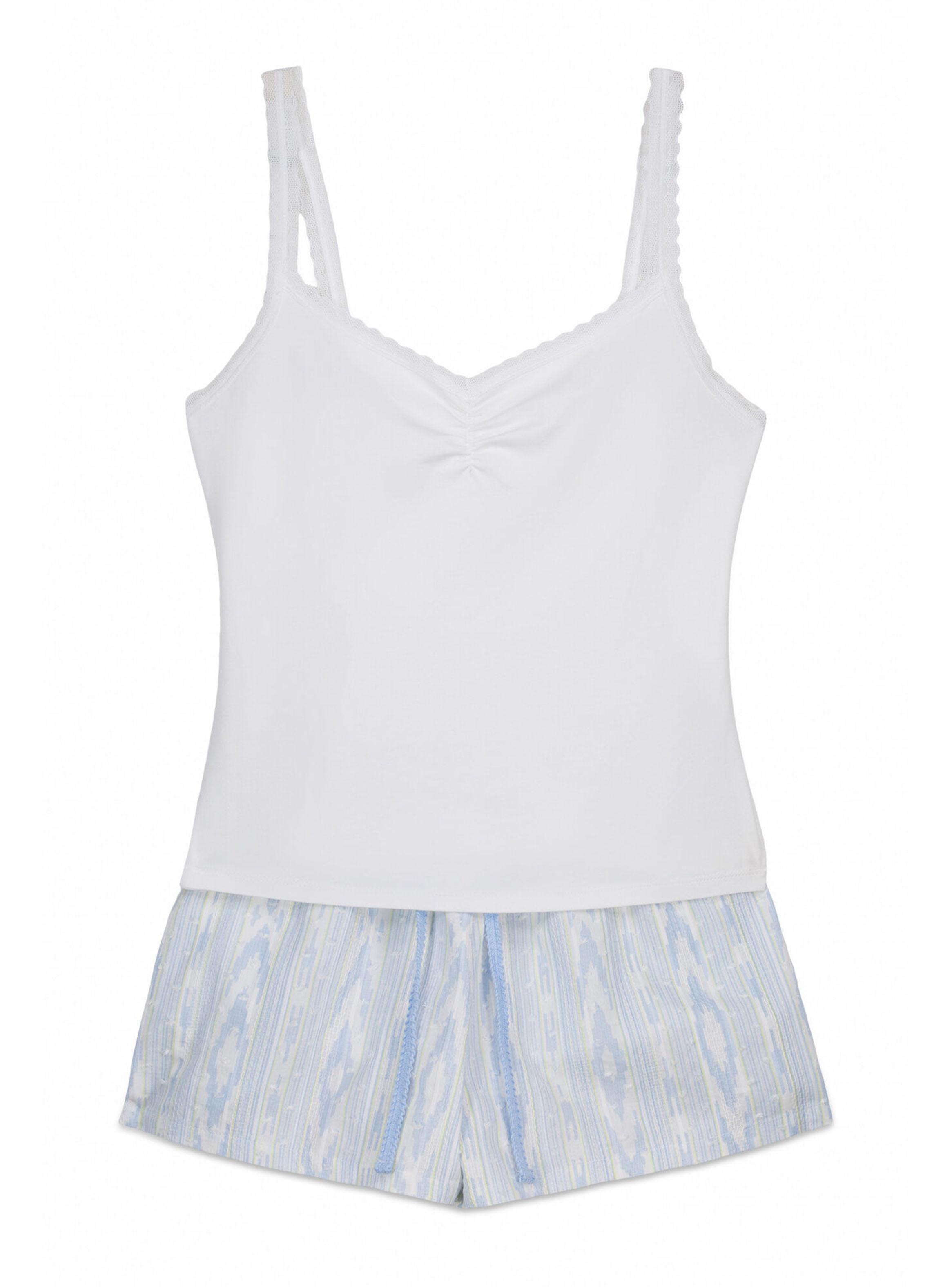 Pijama Corto Tirantes Algodón Blanco-6