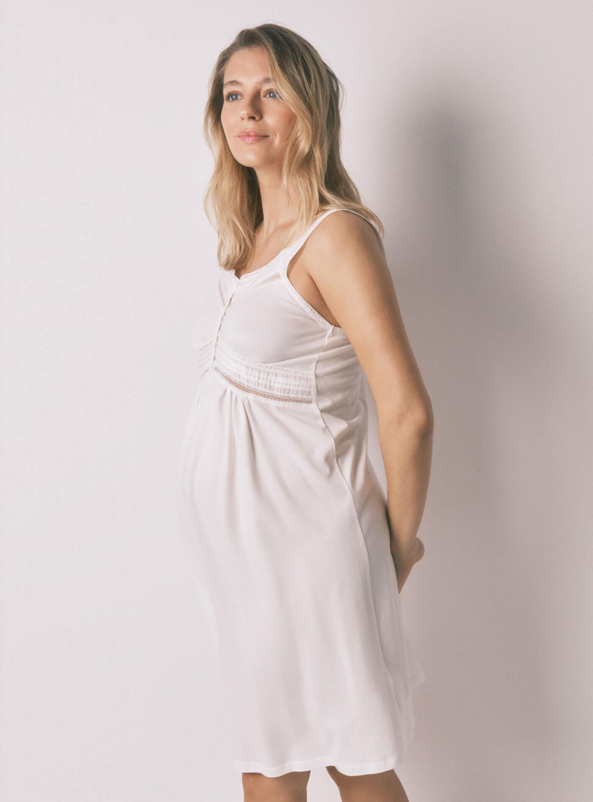 Camisón Corto Maternity Algodón Blanco-2