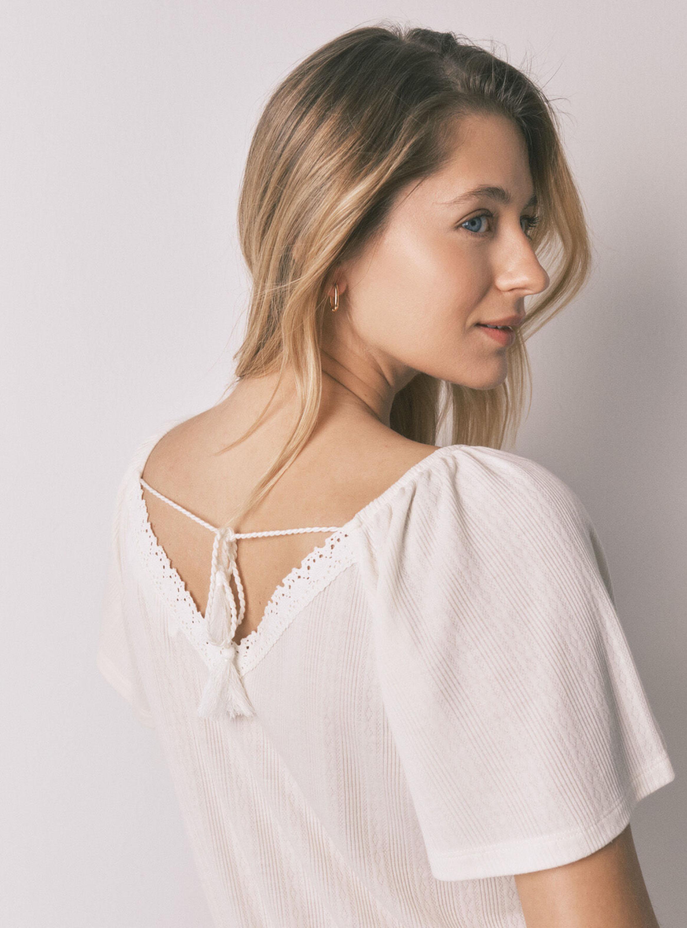 Camisón Maternity Blanco Pointelle Volante-4