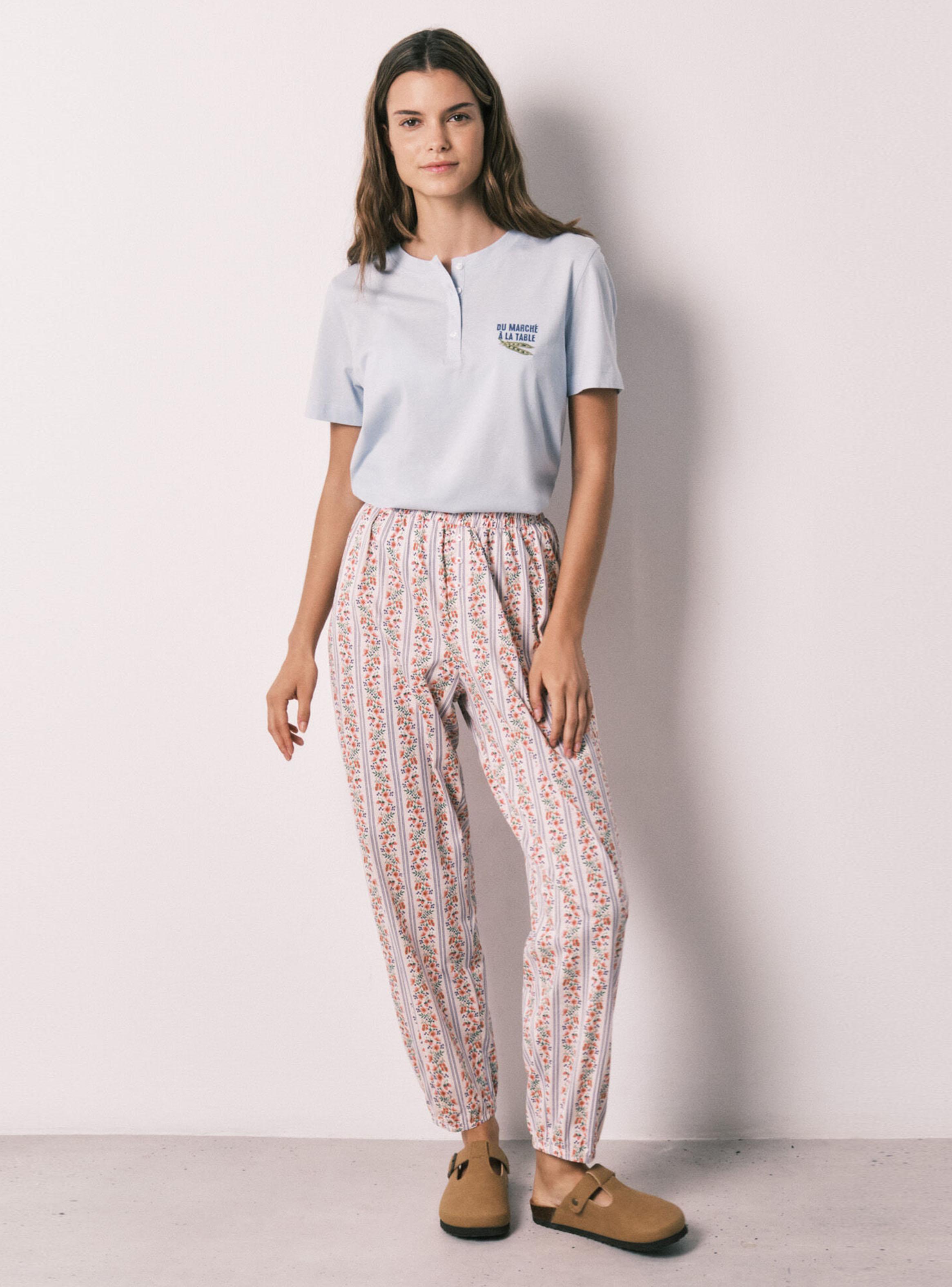 Pantalón Carrot Algodón Estampado Flores-3