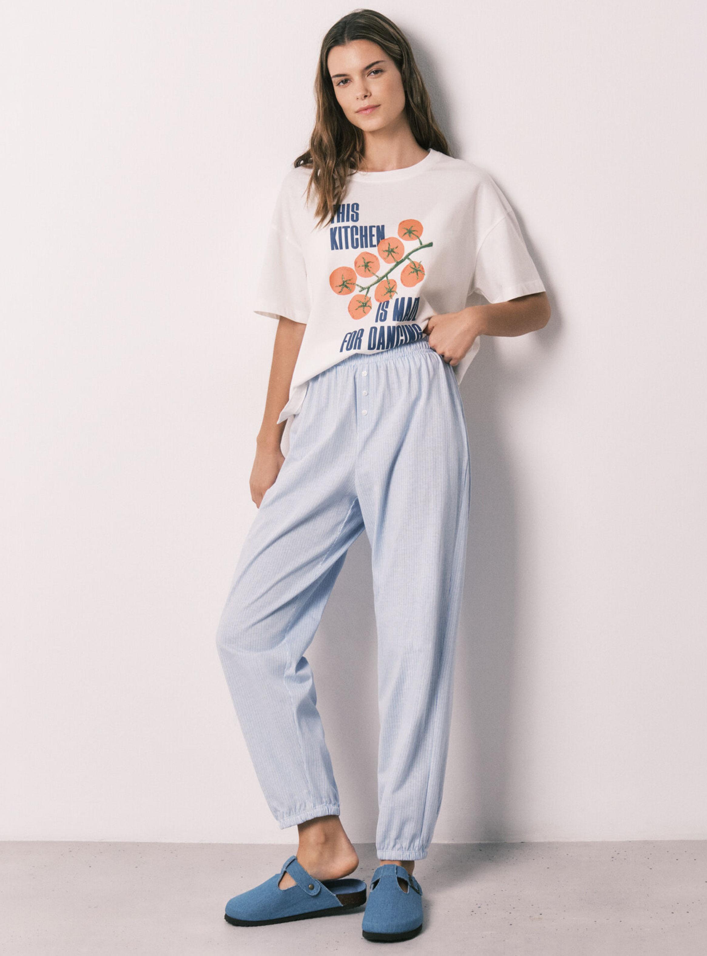 Pantalón Carrot Algodón Estampado Rayas-4