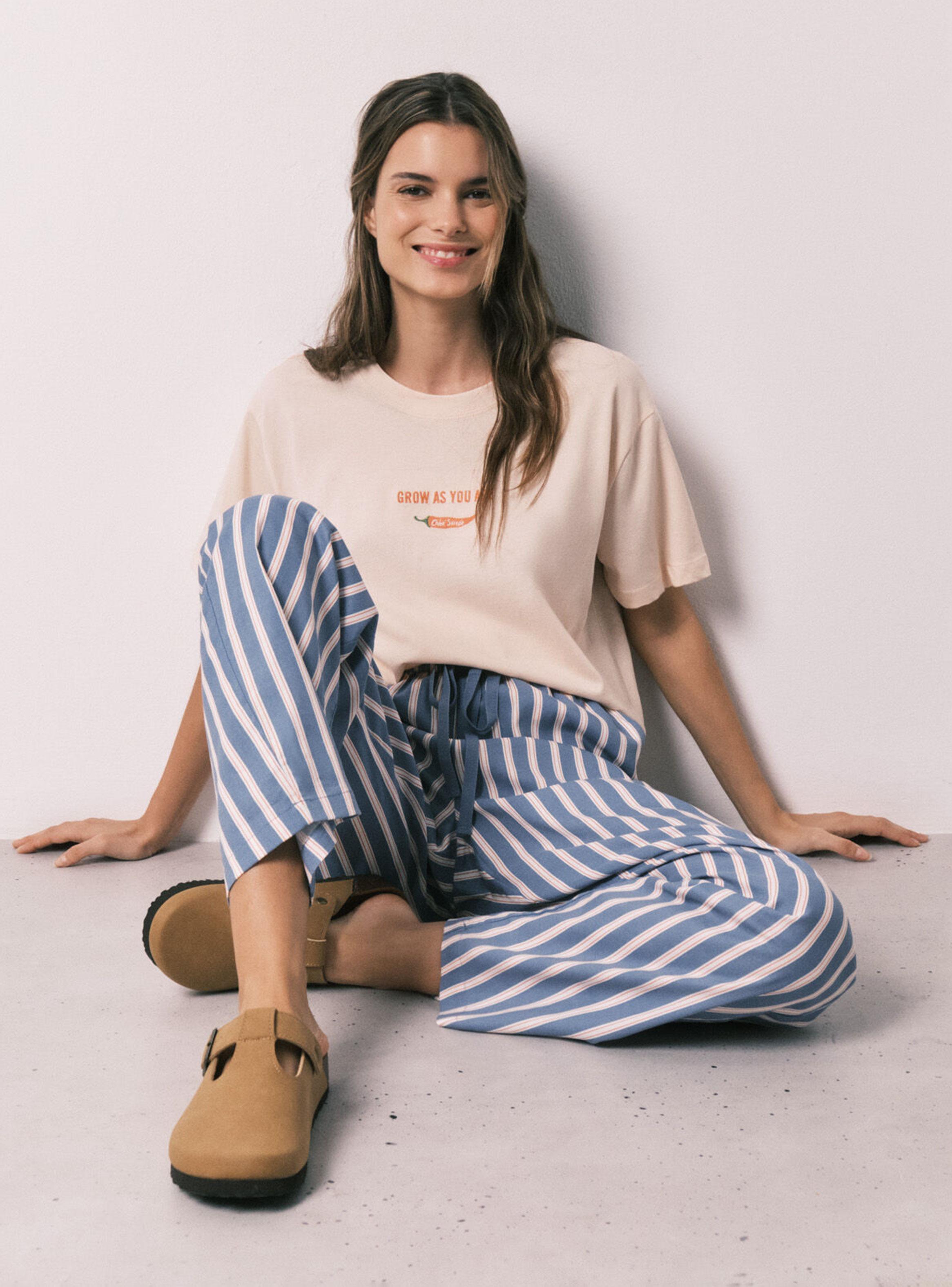 Pantalón Largo Viscosa Estampado Rayas-3