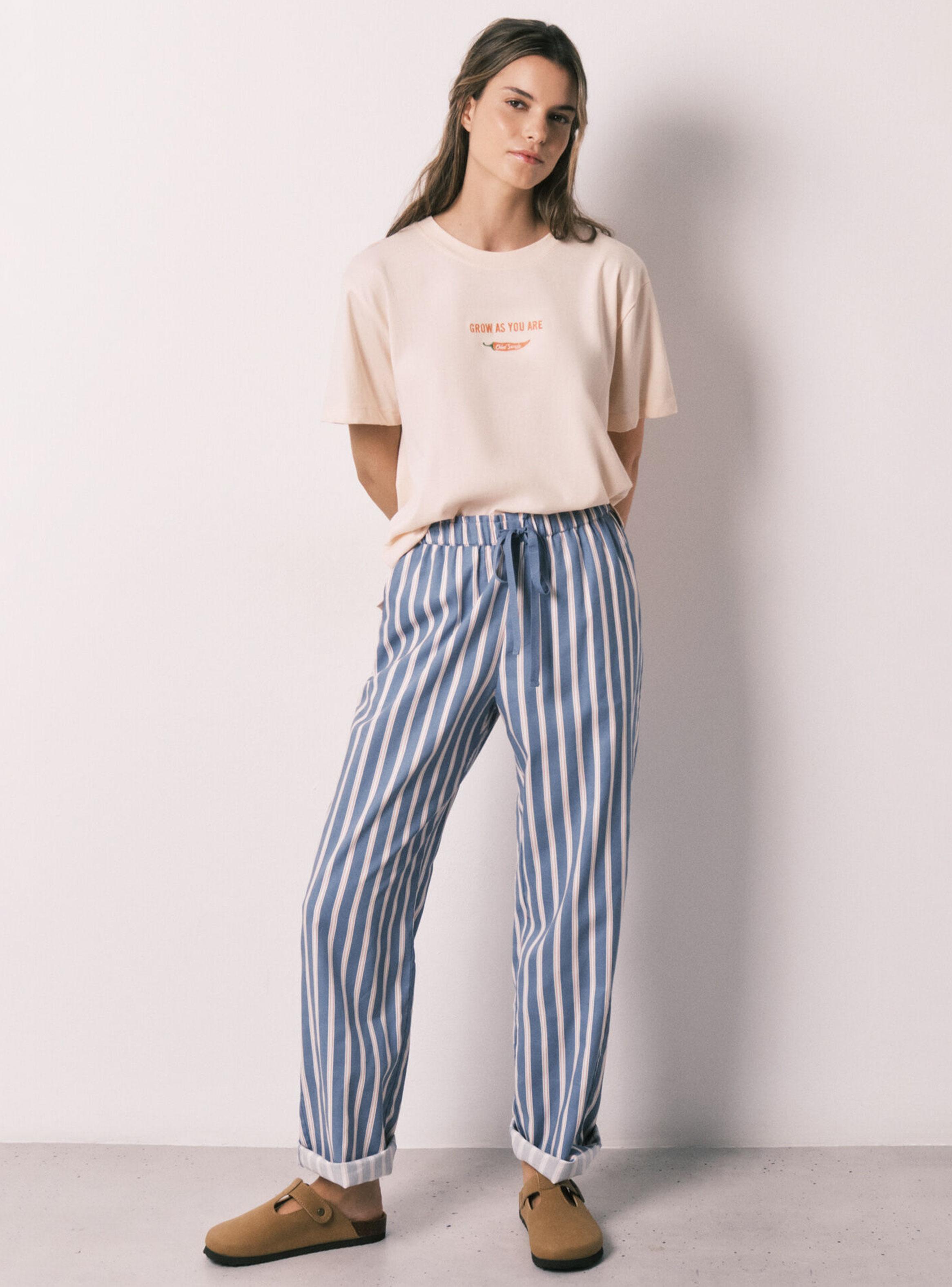 Pantalón Largo Viscosa Estampado Rayas-4