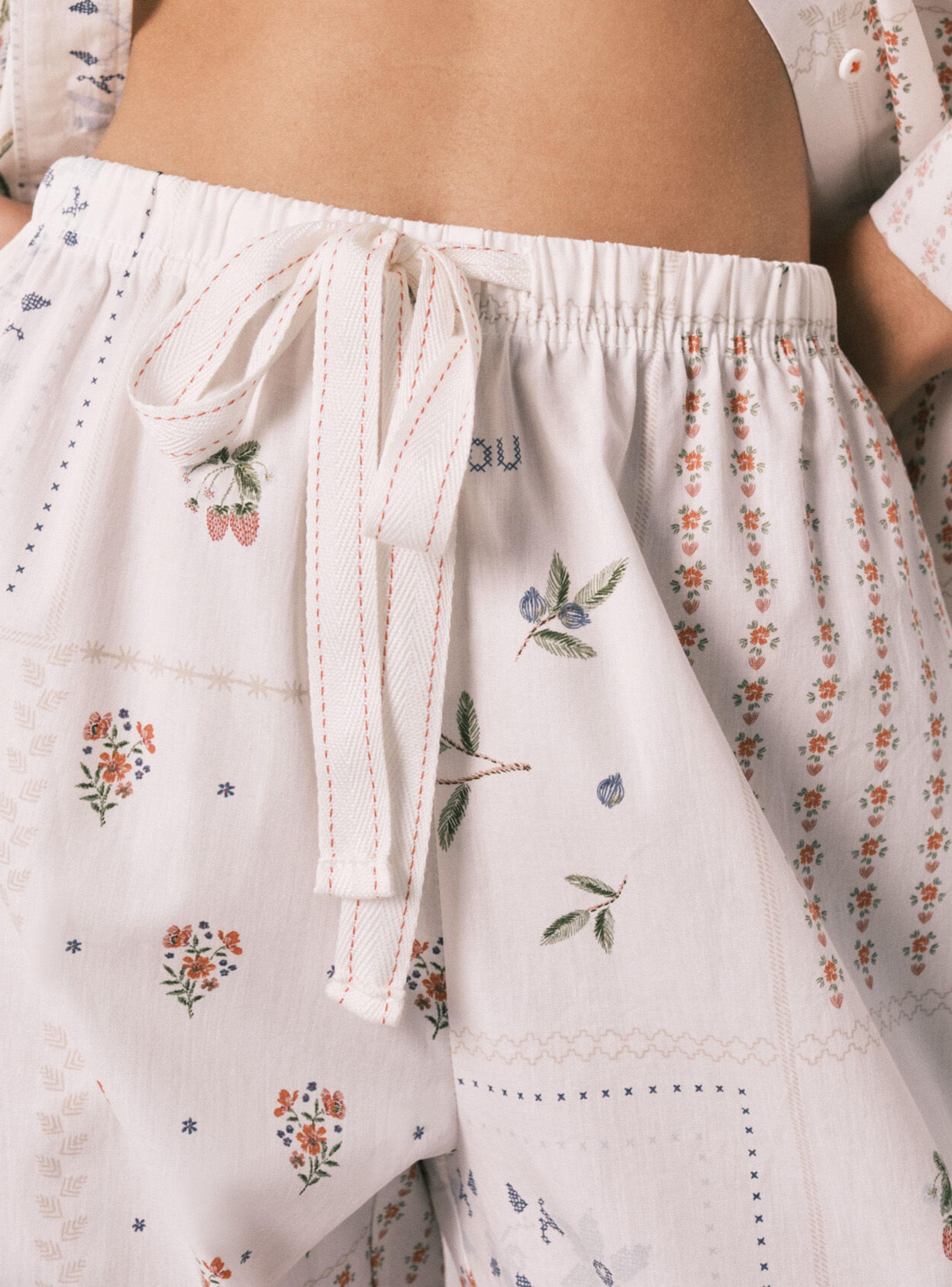 Pantalón Largo Algodón Estampado Floral-2