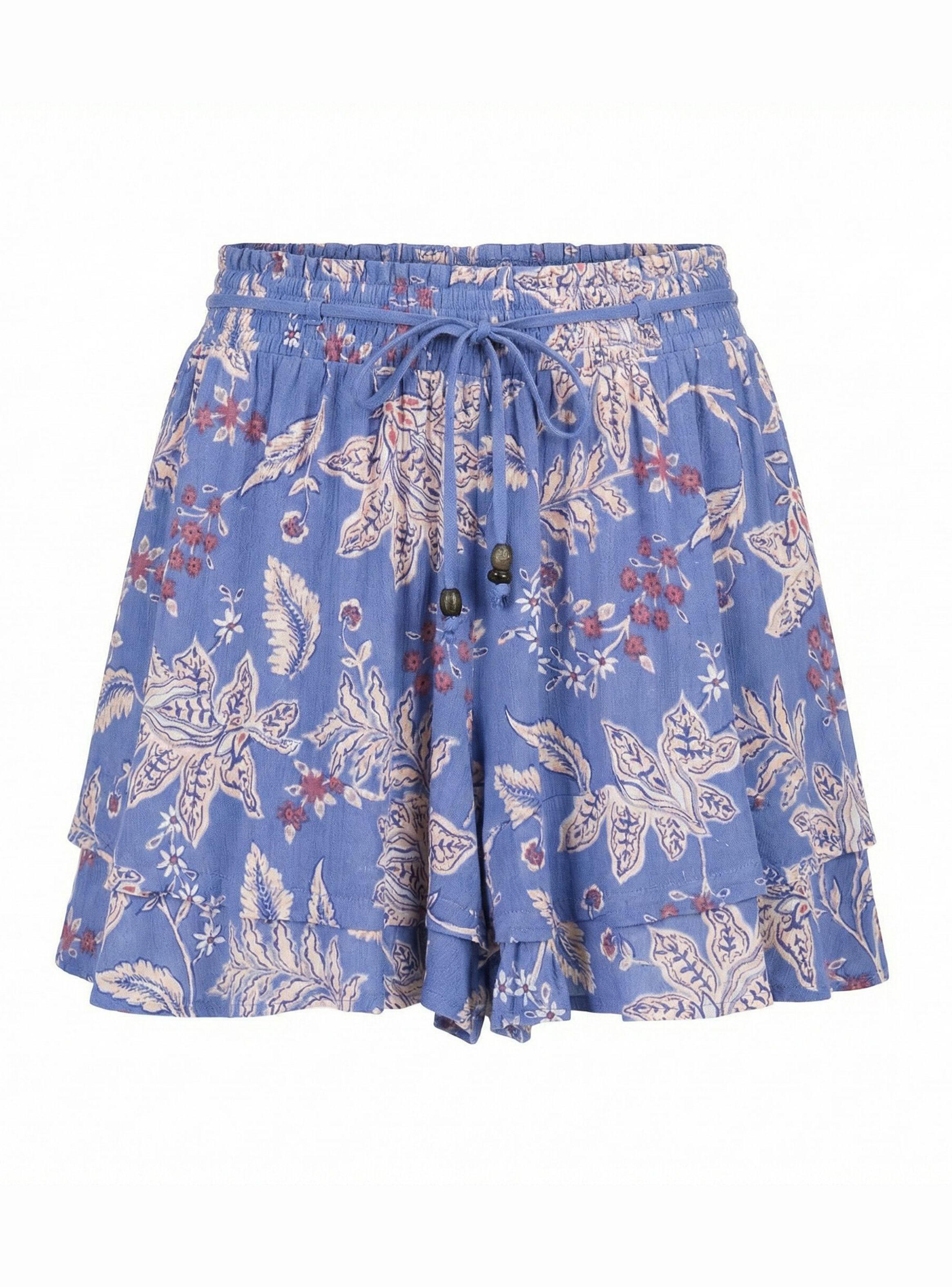 Pantalón Corto Volantes Estampado Azul-5