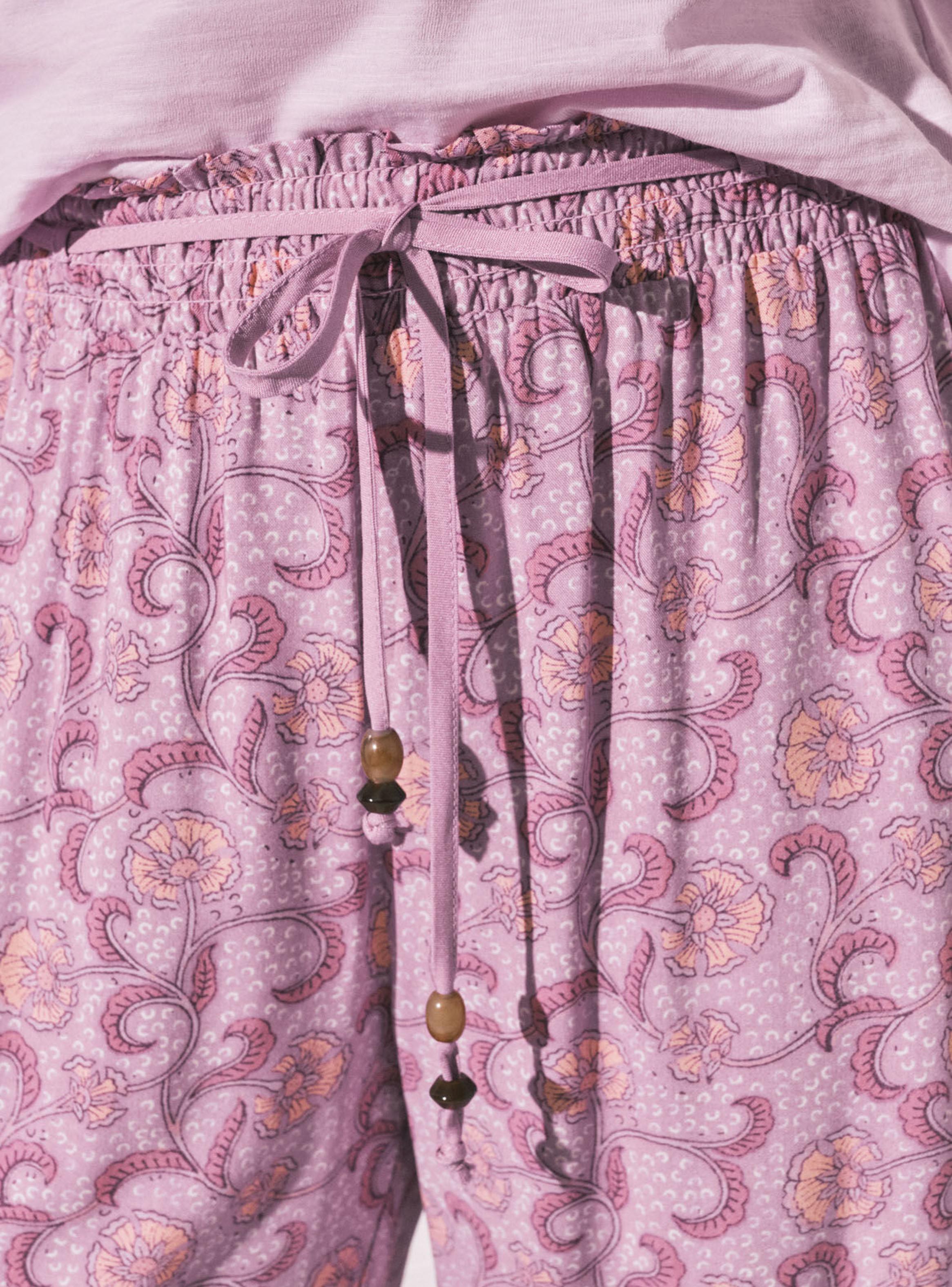 Pantalón Largo Estampado Flores Rosa-3
