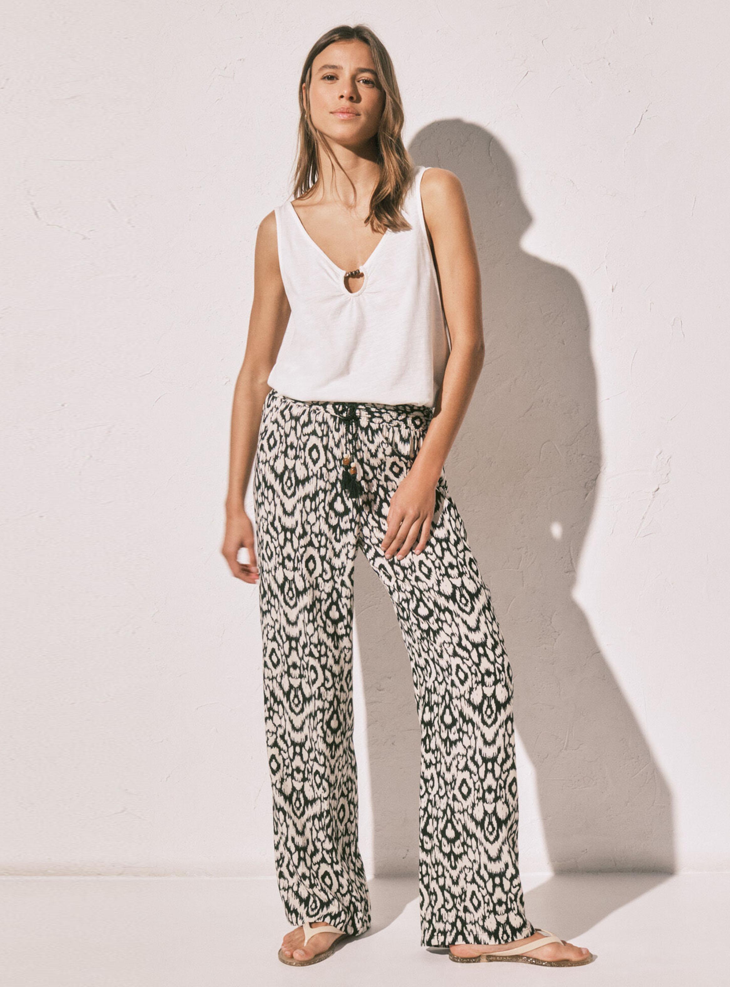 Pantalón Largo Estampado Negro-4