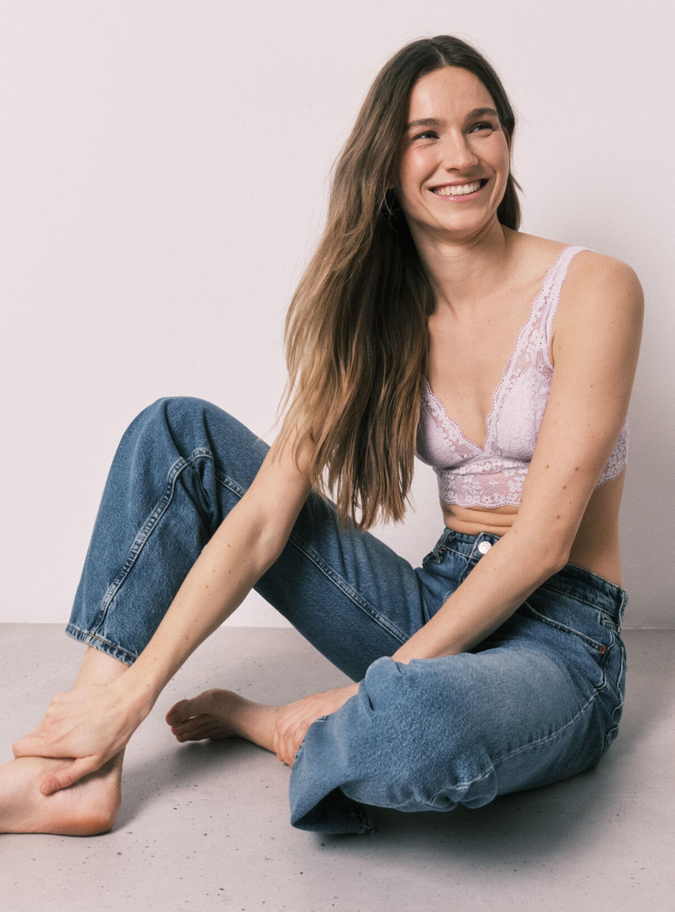 Sostén Bralette Halter Encaje Lila-4