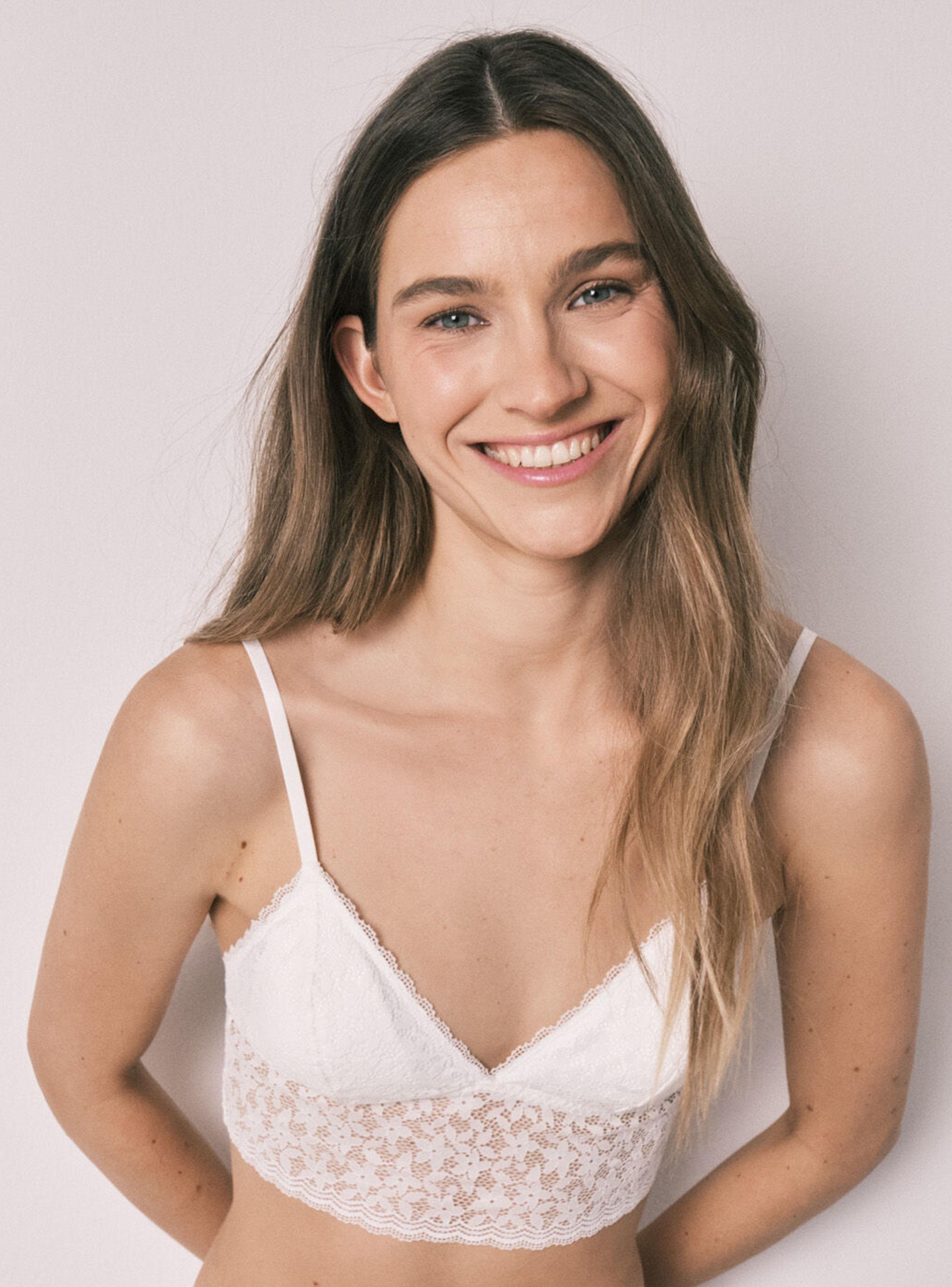 Sostén Bralette Triangular Encaje Blanco-2