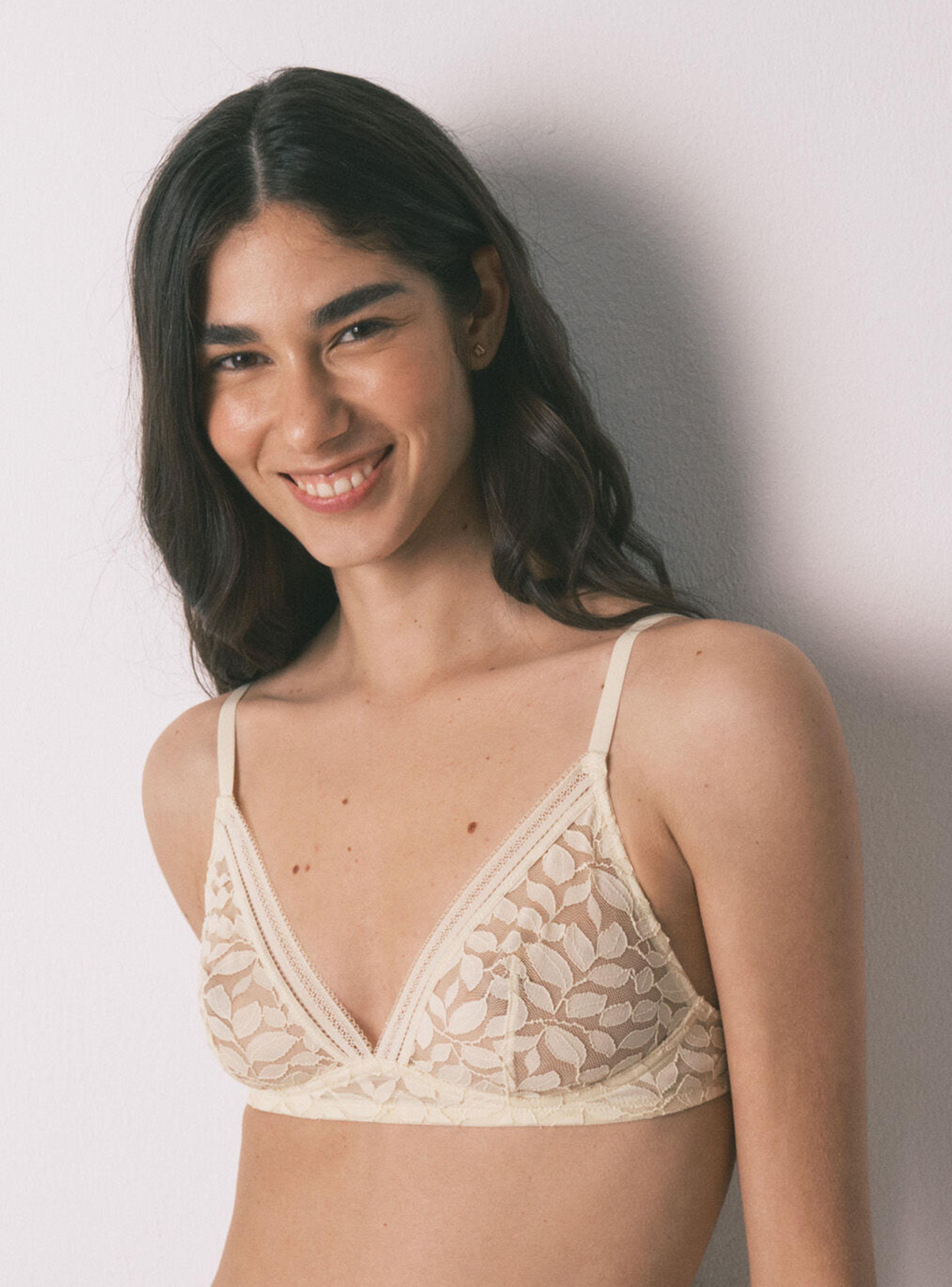 Sostén Triangular Natural Encaje Beige-2
