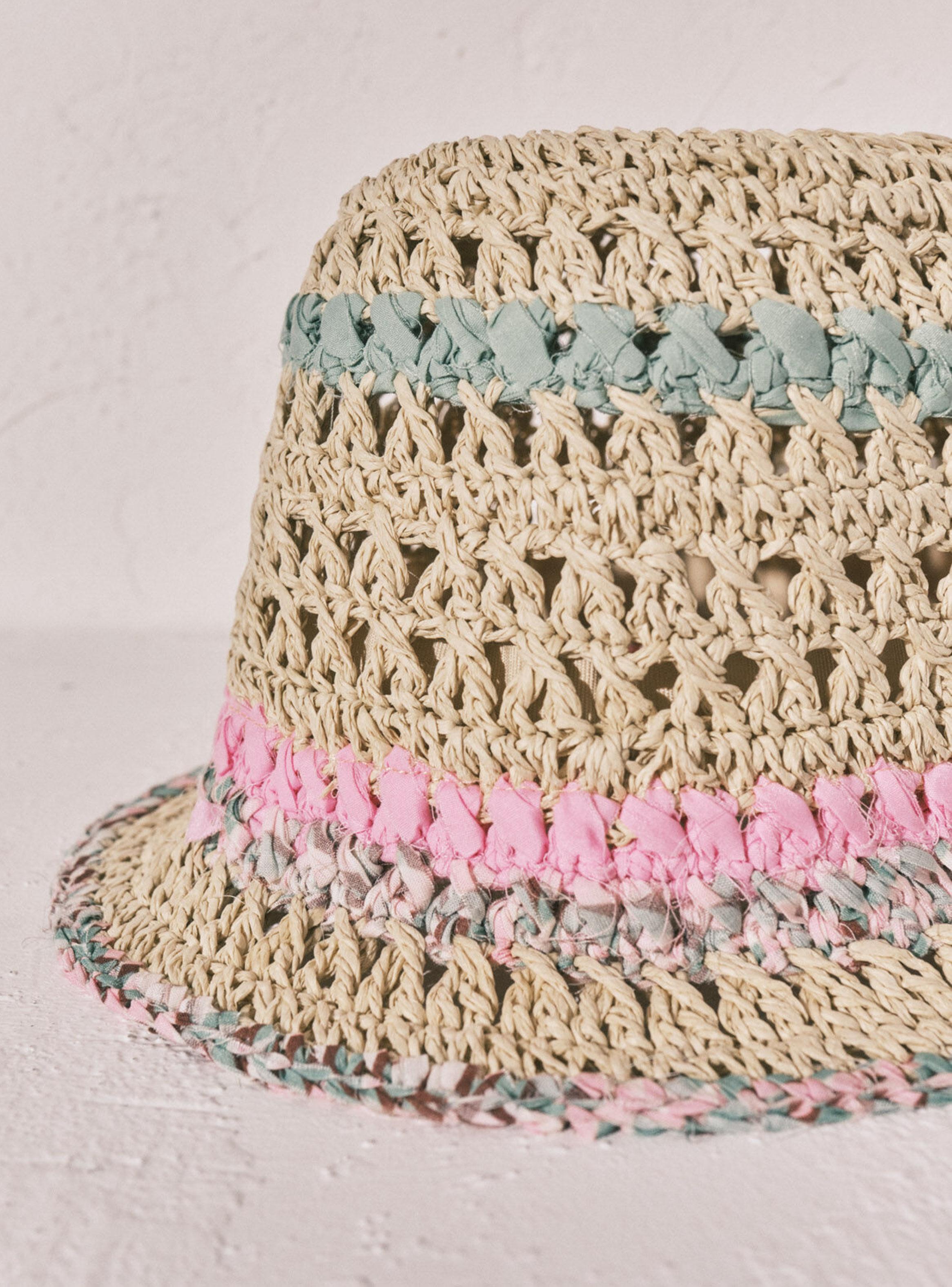 Sombrero Bucket Crochet Beige-4