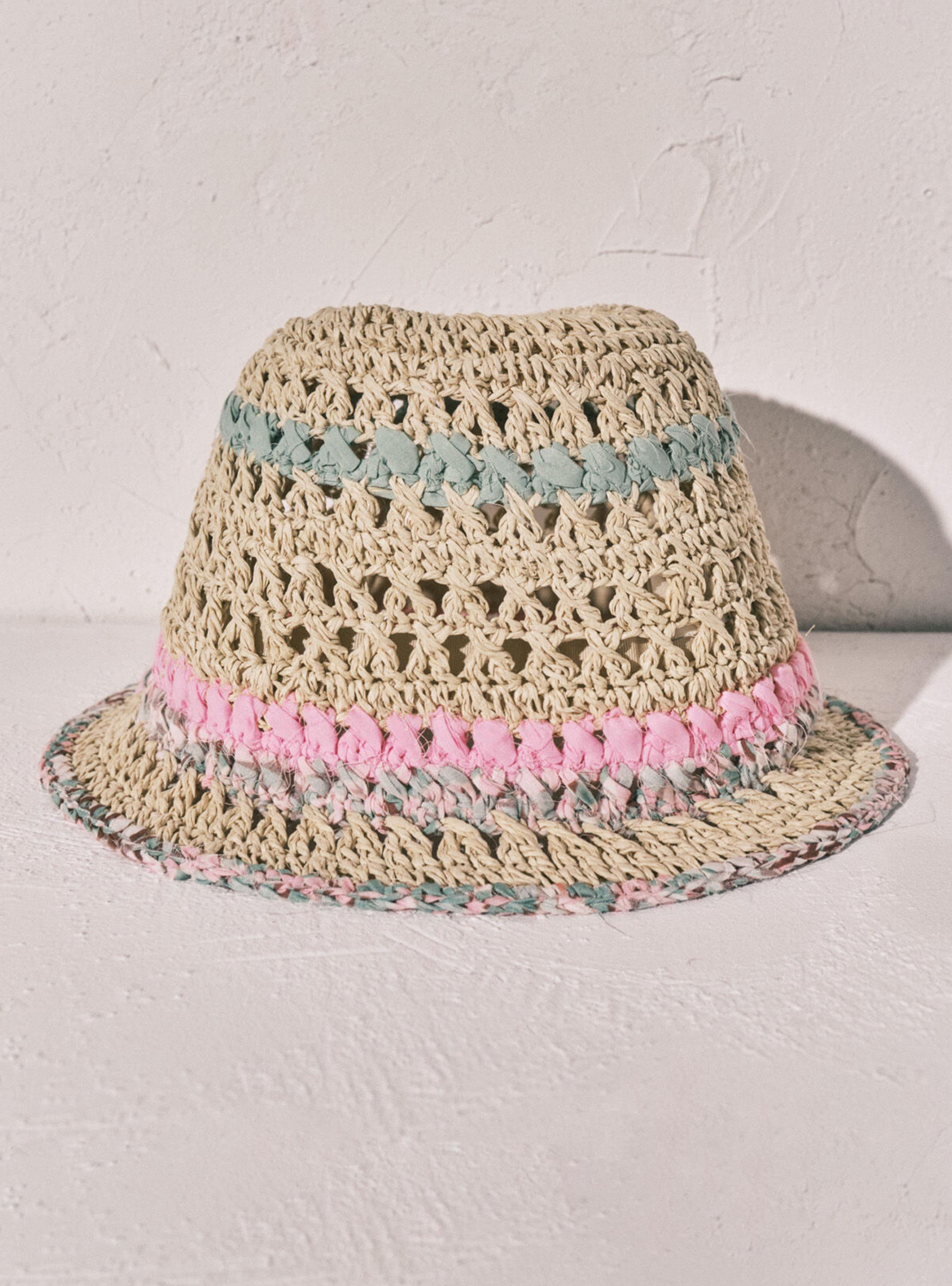 Sombrero Bucket Crochet Beige-2