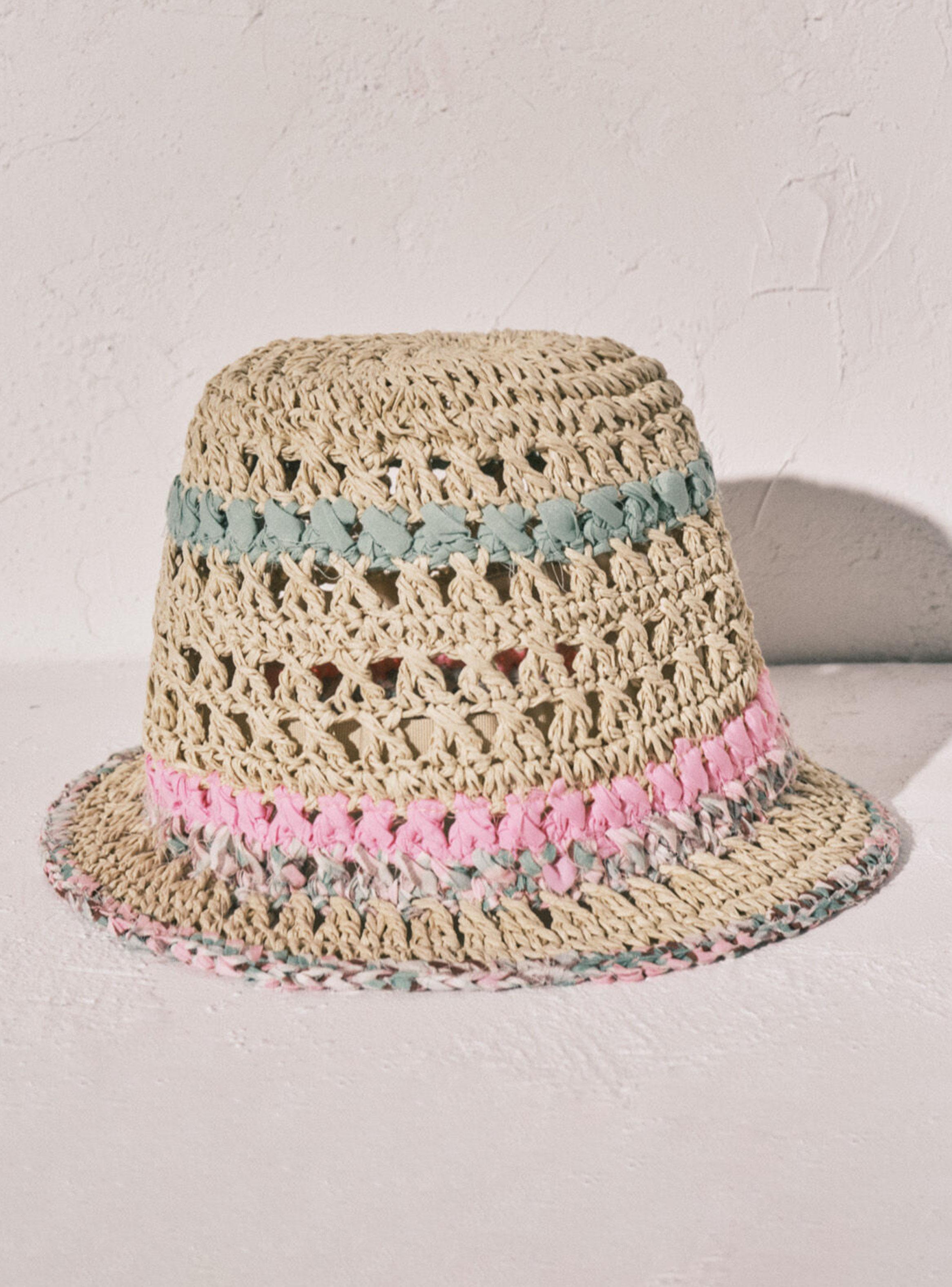 Sombrero Bucket Crochet Beige-3
